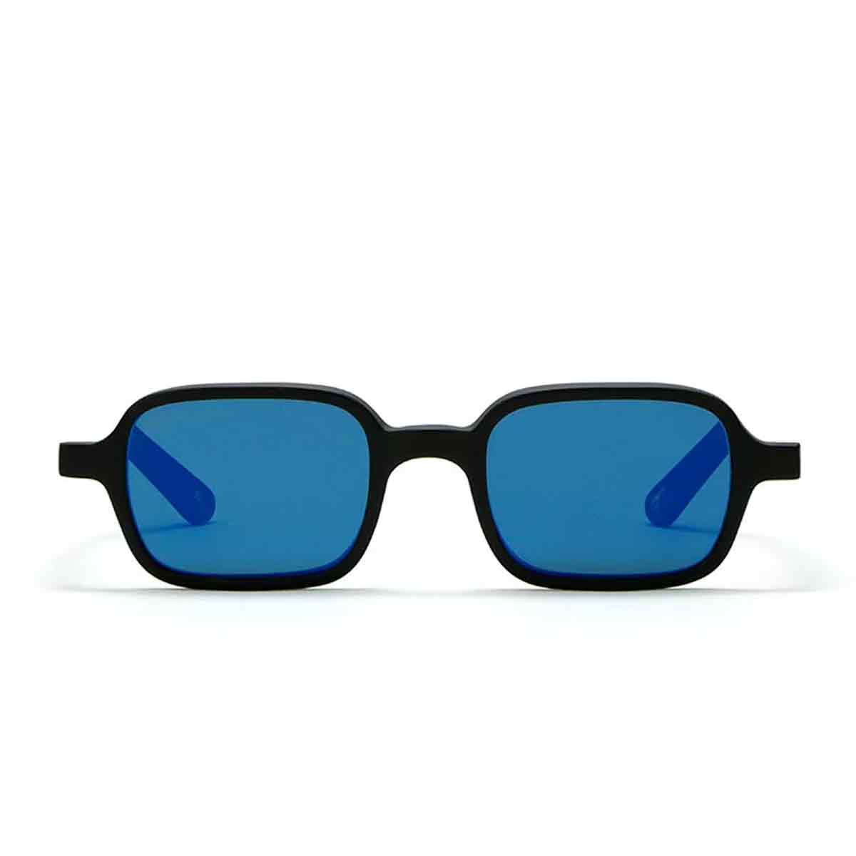 L.G.R. Occhiali da Sole Marrakech Nero Opaco 22/Blu Specchiato