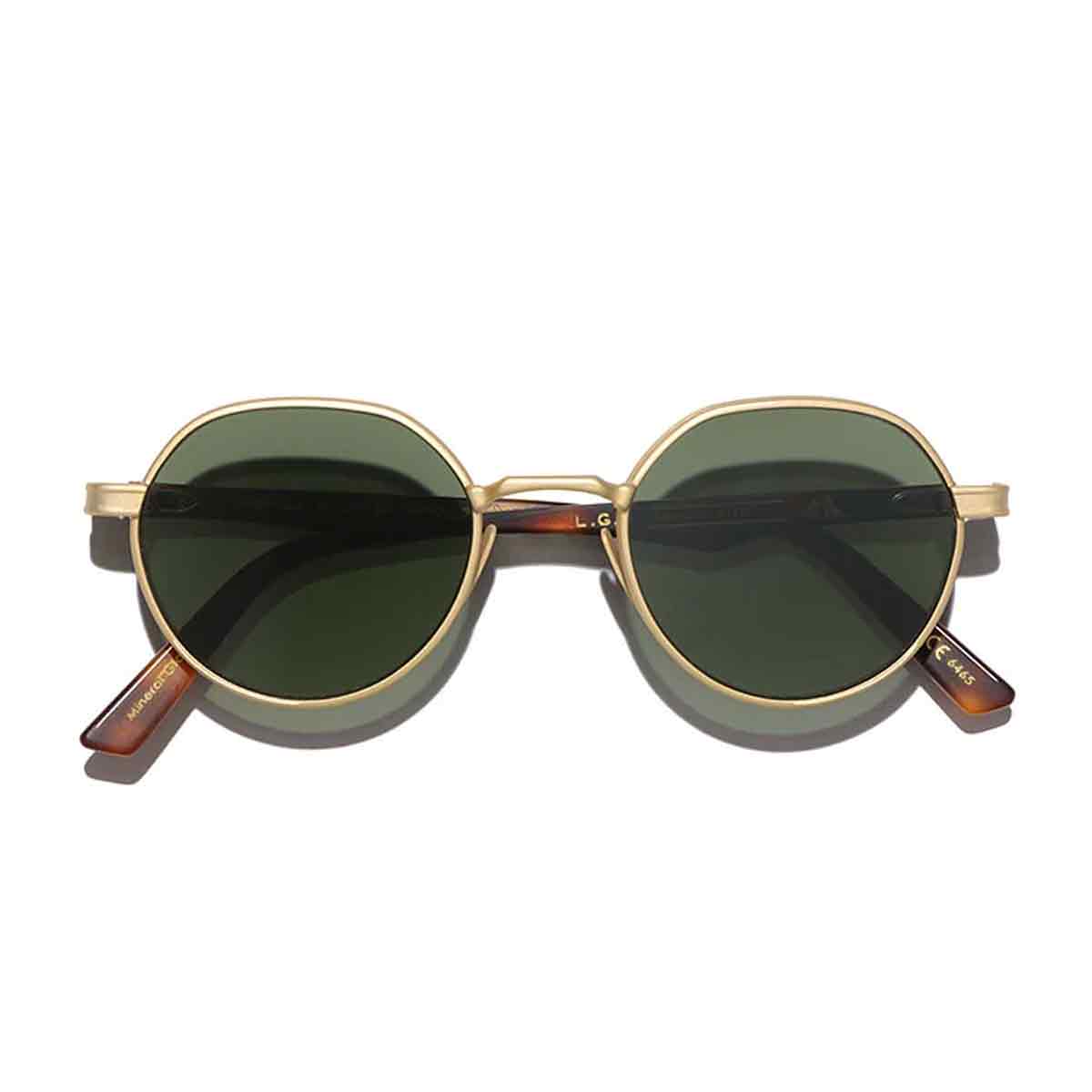 L.G.R. Occhiali da Sole Meknes Oro Opaco Marrone Maculato 39/Verde G15