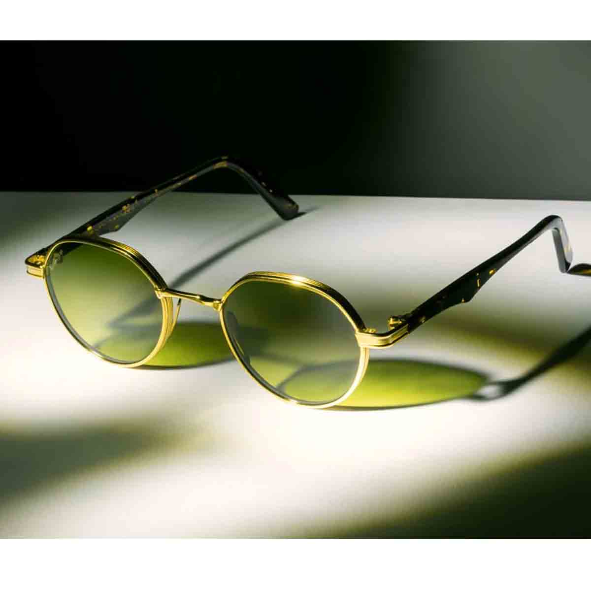 L.G.R. Occhiali da Sole Meknes Oro Opaco Marrone Maculato 39/Verde G15