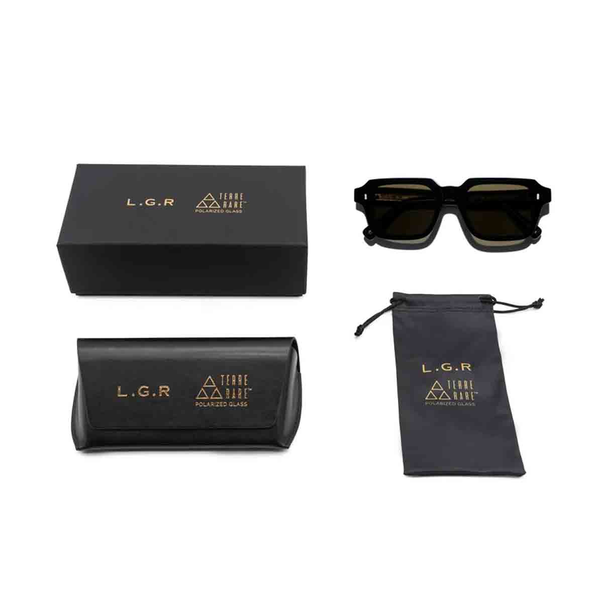 L.G.R. Occhiali da Sole Raffaello II 7060 Nero 01/Marrone Polarizzati