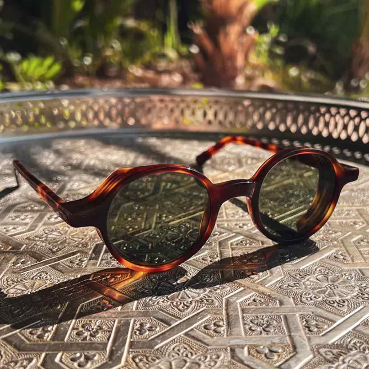 L.G.R. Occhiali da Sole Reunion Explorer Marrone Maculato 39/Verde G15 9