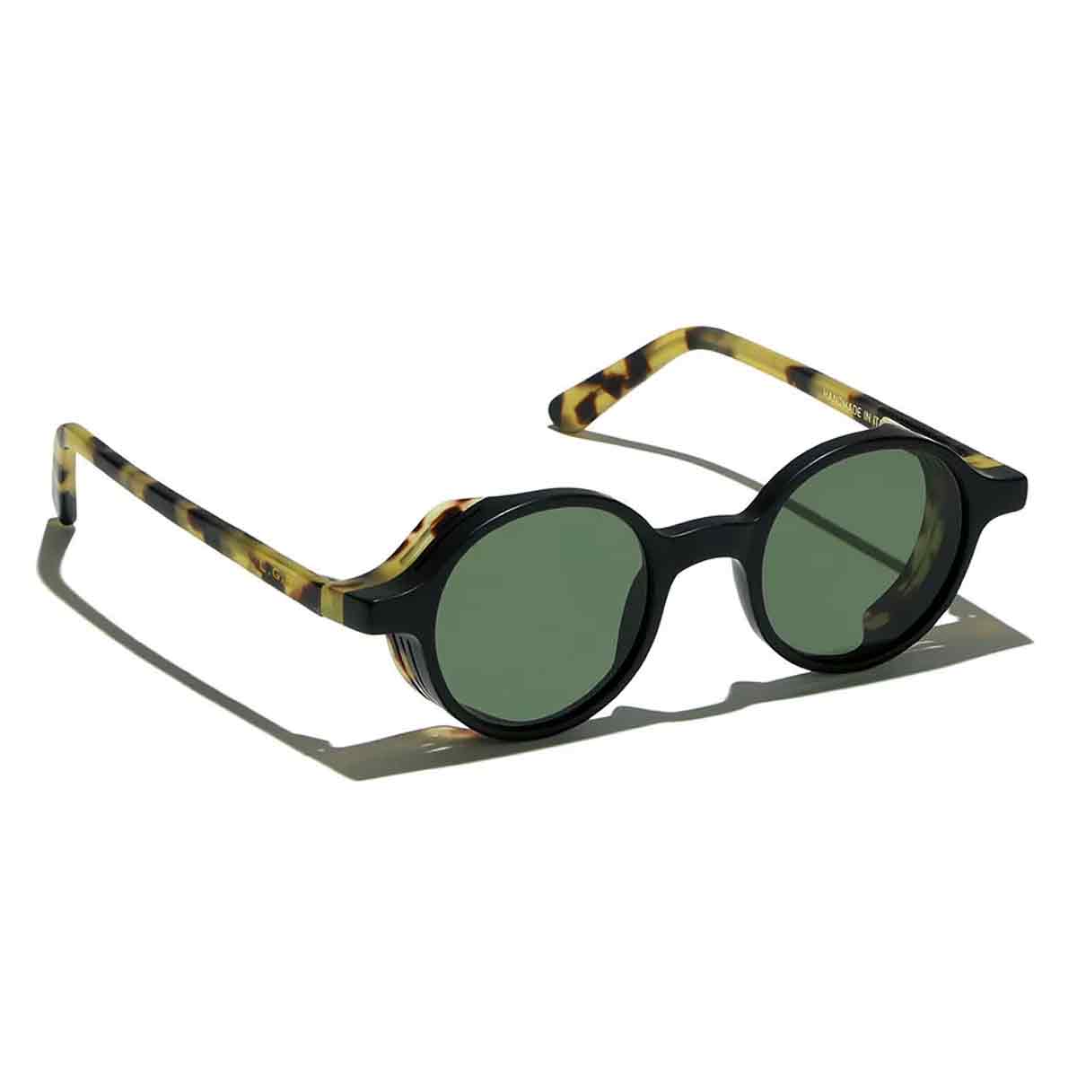 L.G.R. Occhiali da Sole Reunion Explorer Nero Opaco Marrone Tartarugato 23B/Verde G15 2