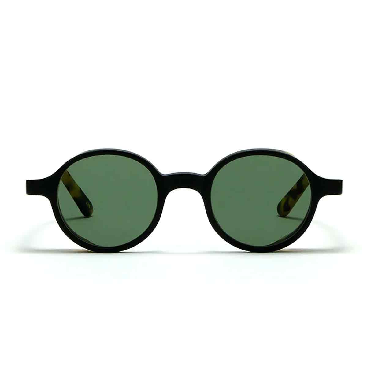 L.G.R. Occhiali da Sole Reunion Explorer Nero Opaco Marrone Tartarugato 23B/Verde G15