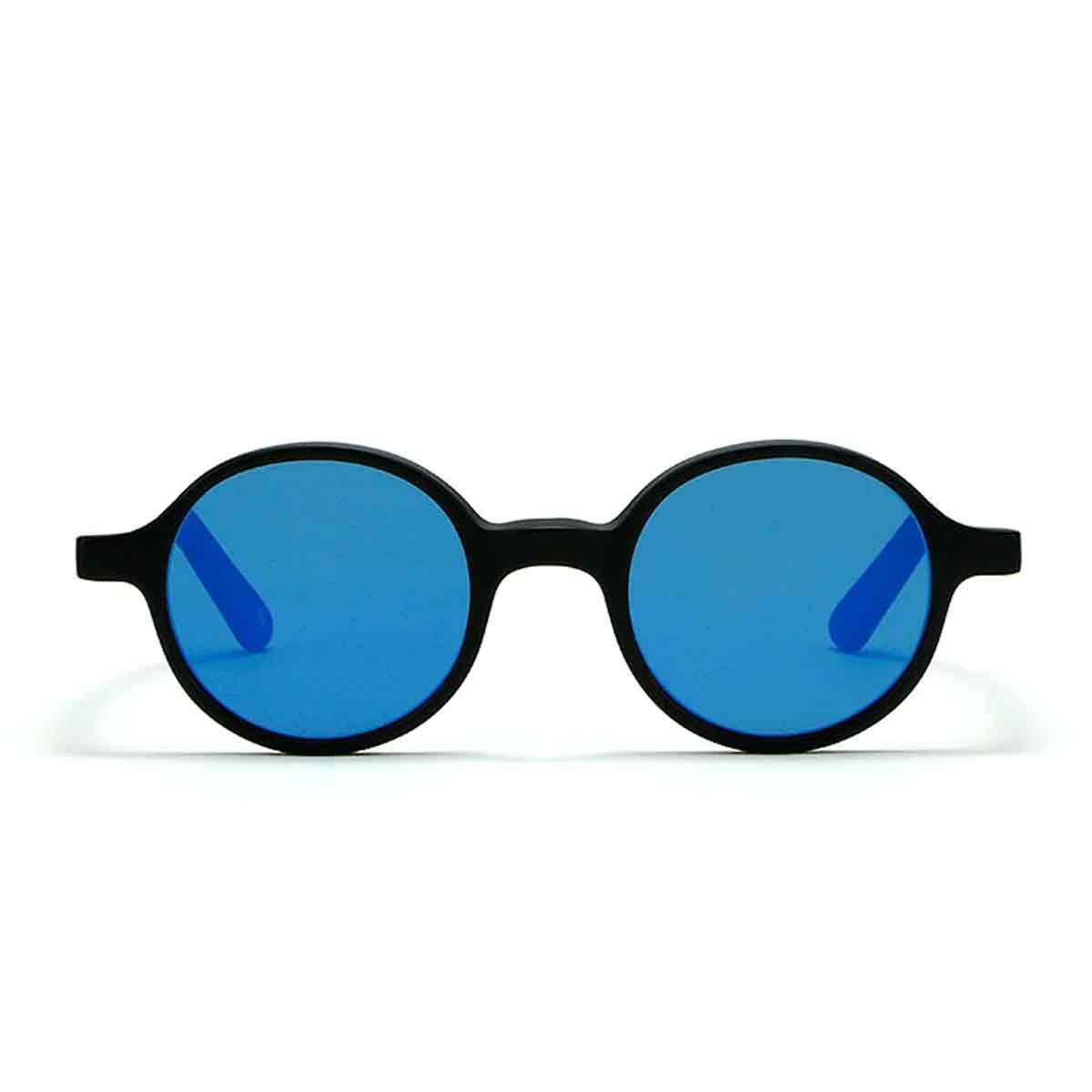 L.G.R. Occhiali da Sole Reunion Nero Opaco 22/Blu Specchiato