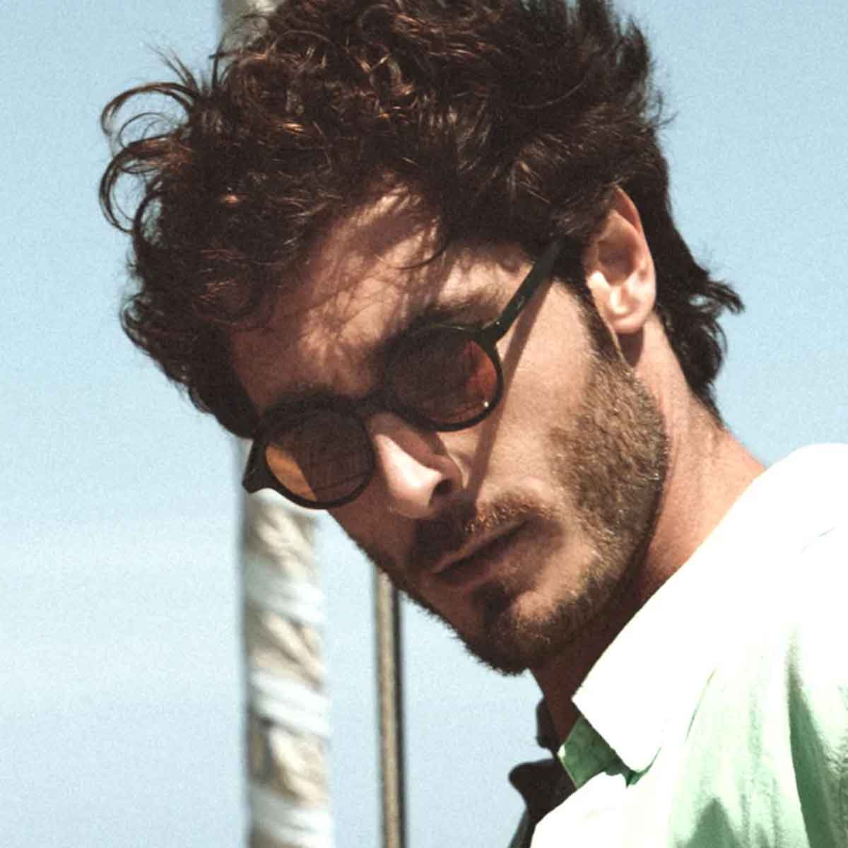 L.G.R. Occhiali da Sole Reunion Nero Opaco Marrone Tartarugato 23C/Grigio 4