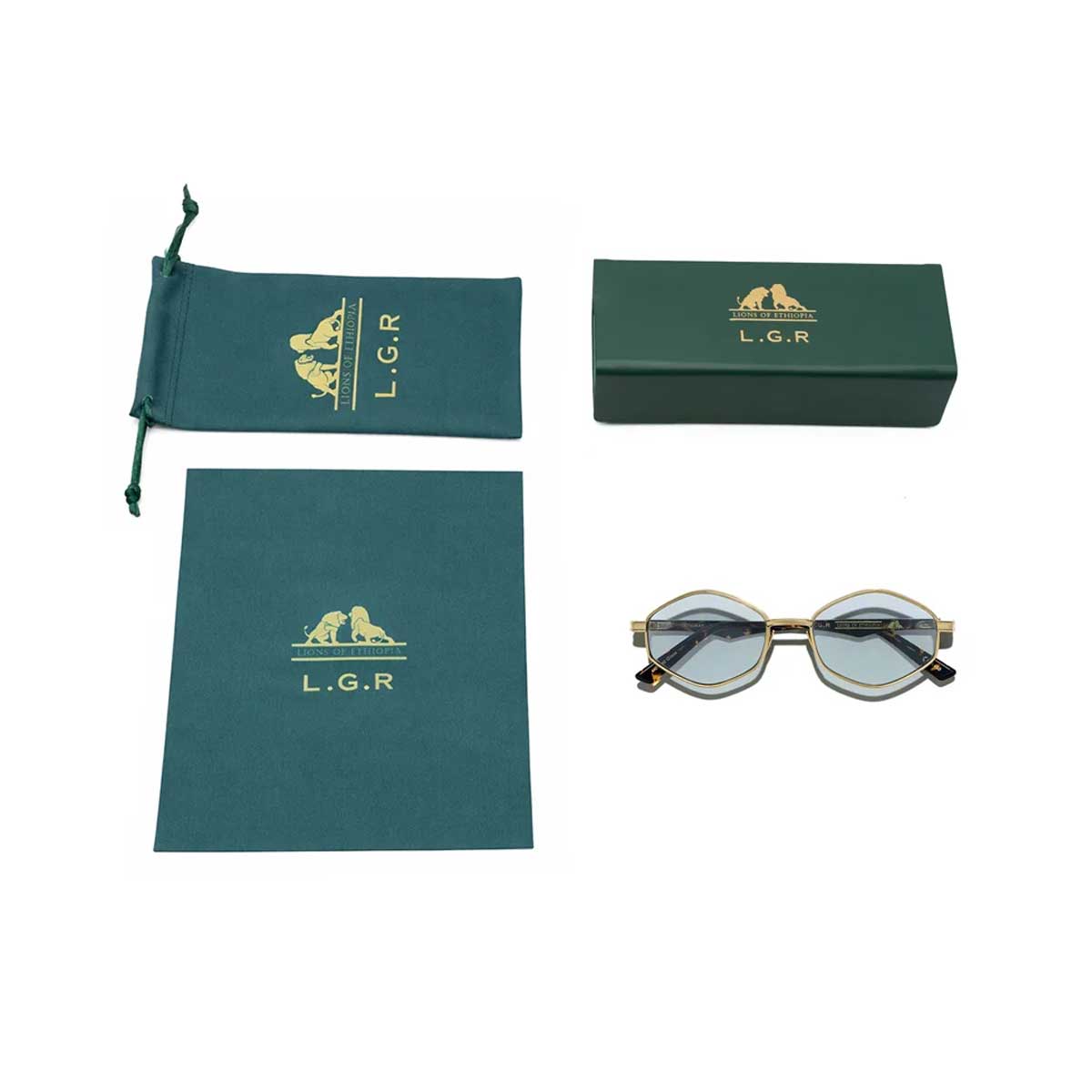 L.G.R. Occhiali da Sole Tigray 6450 Oro Marrone Scuro 09/Blu Chiaro Fotocromatici 4