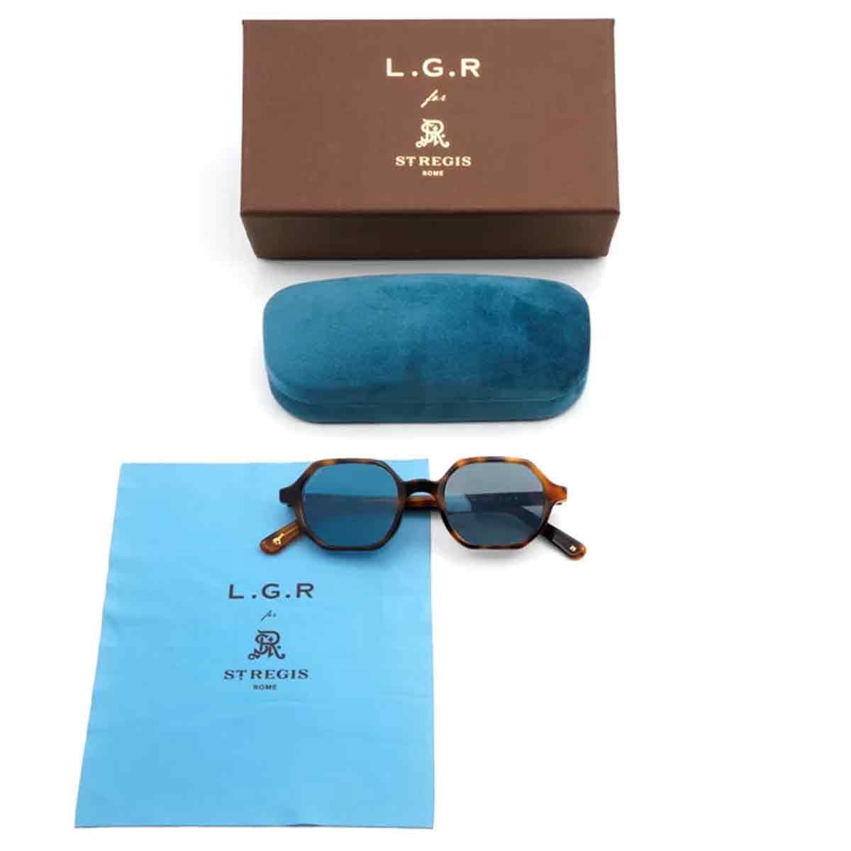 L.G.R. Occhiali da Sole Zanzibar Marrone Maculato 39/Blu Sfumato Fotocromatici