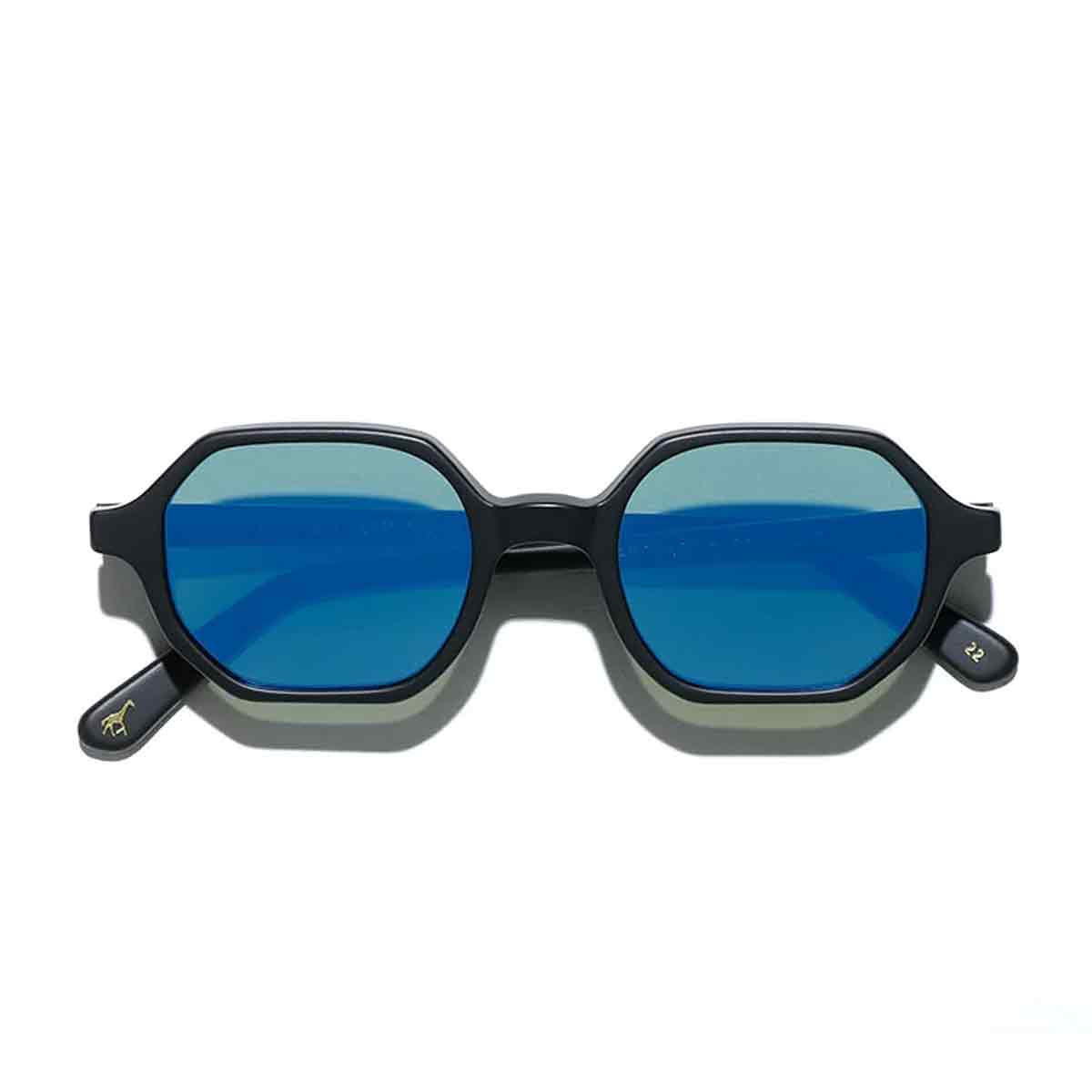 L.G.R. Occhiali da Sole Zanzibar Nero Opaco 22/Blu Specchiato