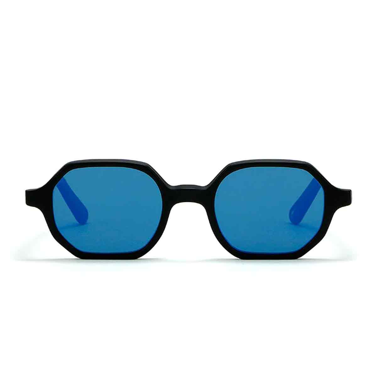 L.G.R. Occhiali da Sole Zanzibar Nero Opaco 22/Blu Specchiato