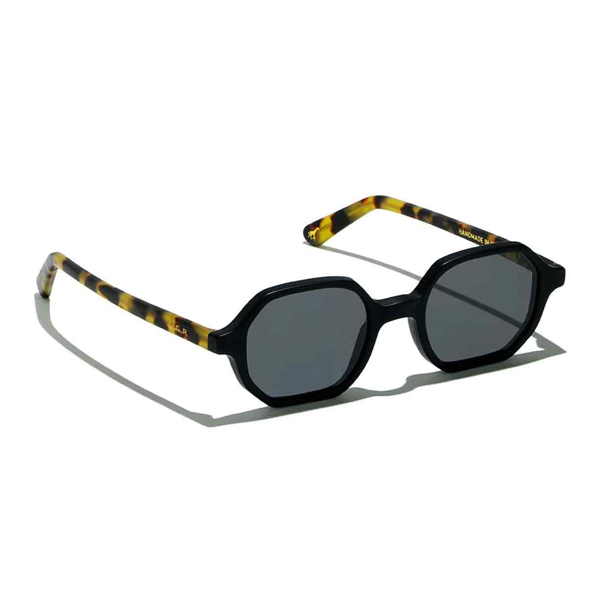 L.G.R. Occhiali da Sole Zanzibar Nero Opaco Marrone Tartarugato 23C/Grigio