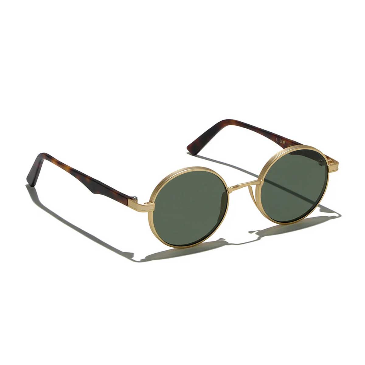 L.G.R. Occhiali da Sole Zelalem 6342 Oro Opaco Marrone Maculato 39/Verde G15