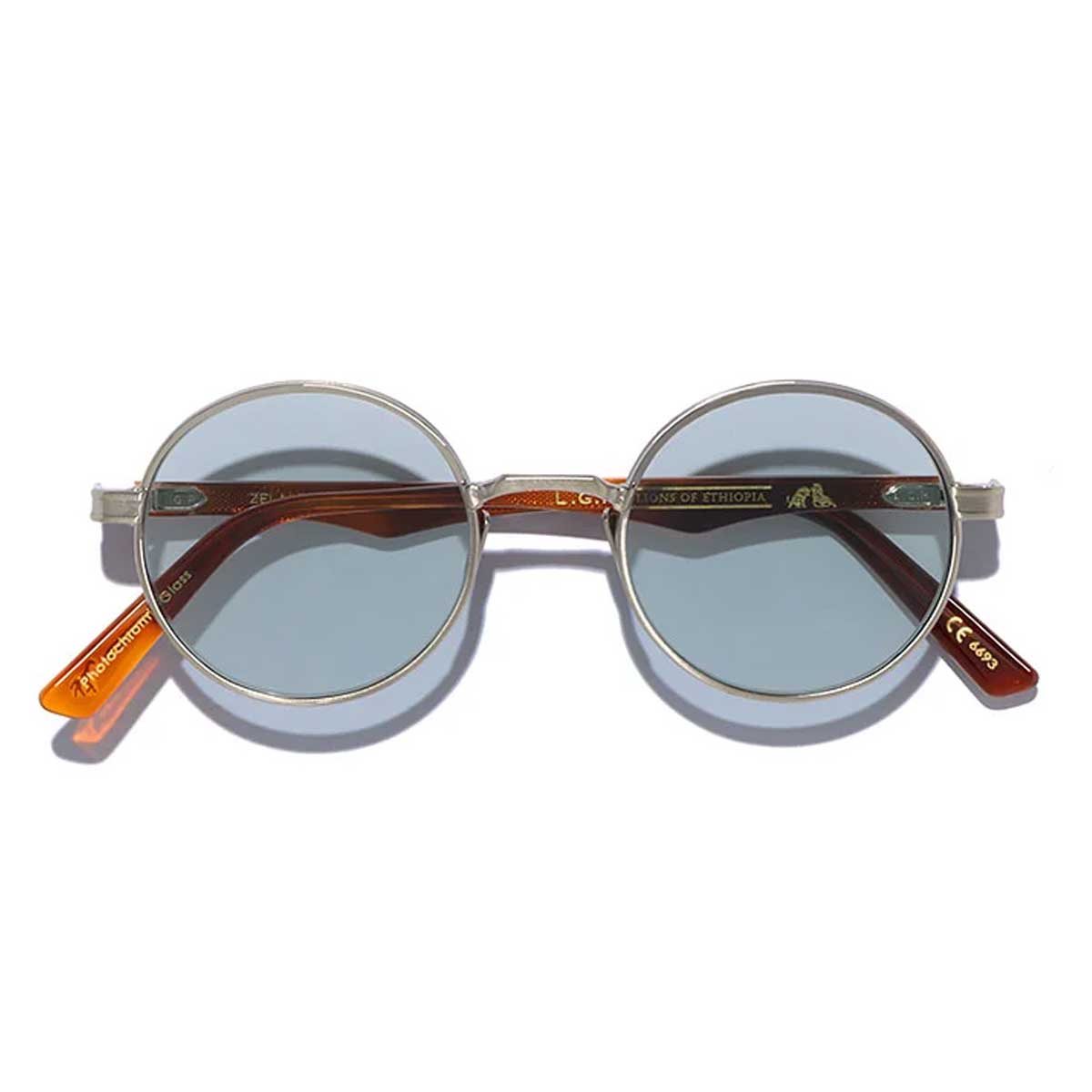 L.G.R. Occhiali da Sole Zelalem 6693 Argento Marrone Chiaro 02/Blu Chiaro Fotocromatici
