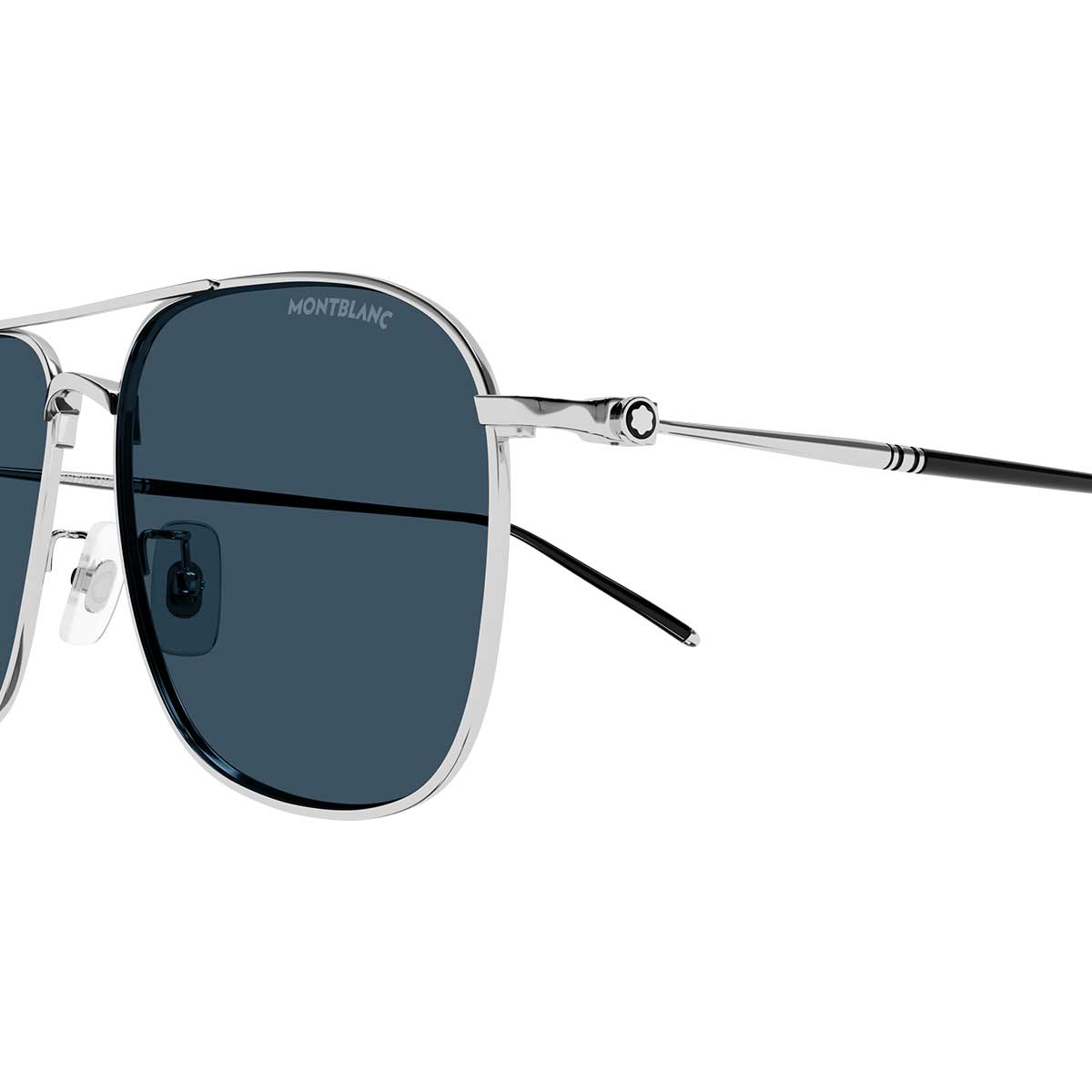 Montblanc Occhiali da Sole MB0417SA 004 Argento/Blu Uomo 3