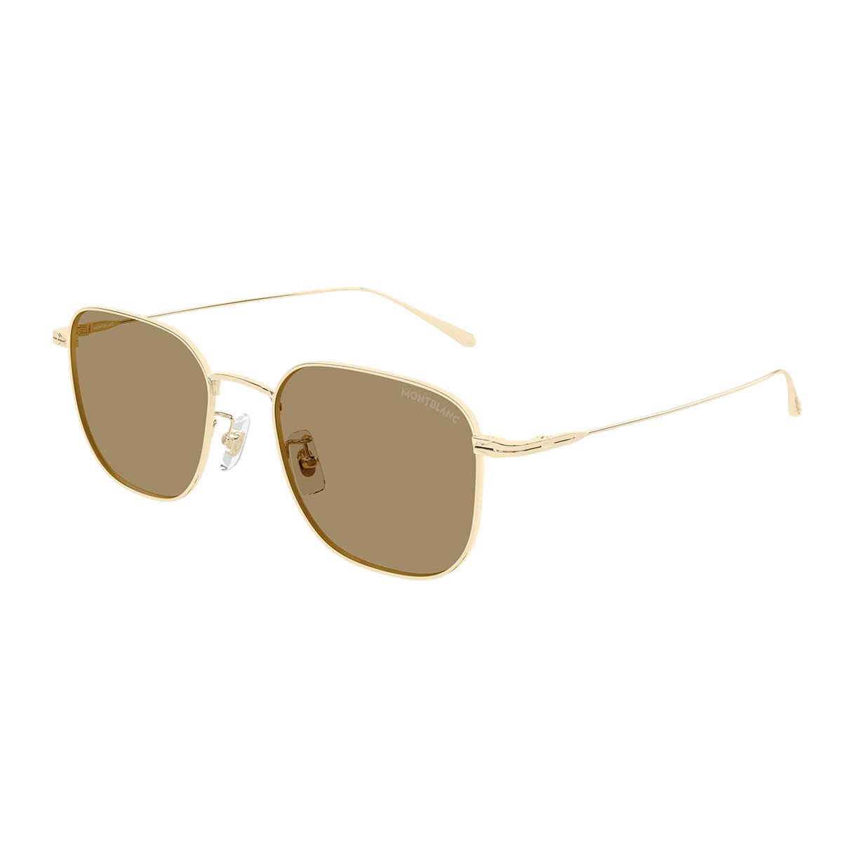 Montblanc Occhiali da Sole MB0477SA 002 Oro/Marrone Uomo 2