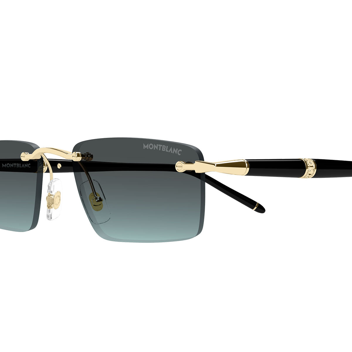 Montblanc Occhiali da Sole MB0484S 004 Oro Nero/Grigio Verde Uomo