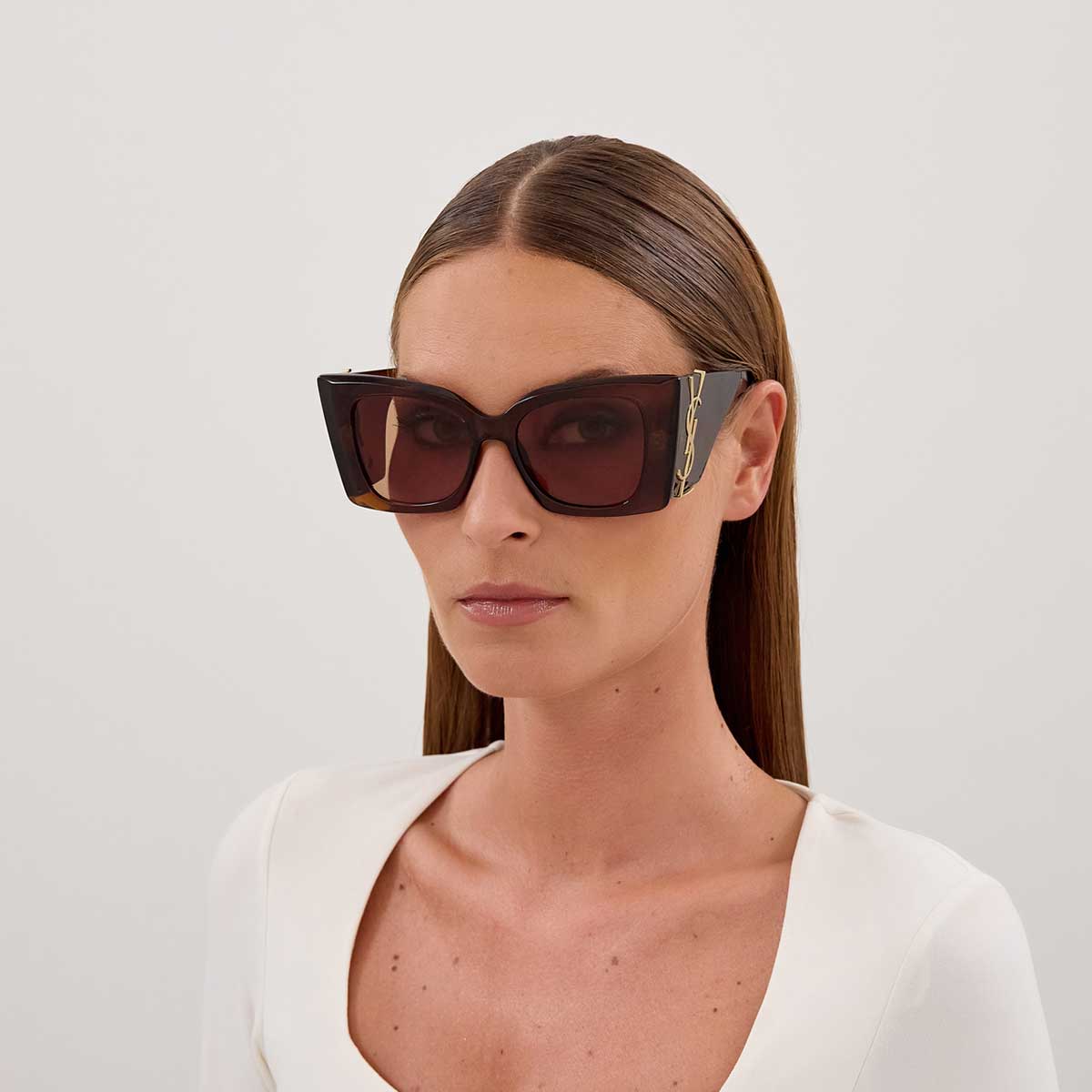 Saint Laurent Occhiali da Sole SL M119 BLAZE CRYSTAL 002 Marrone/Marrone Donna