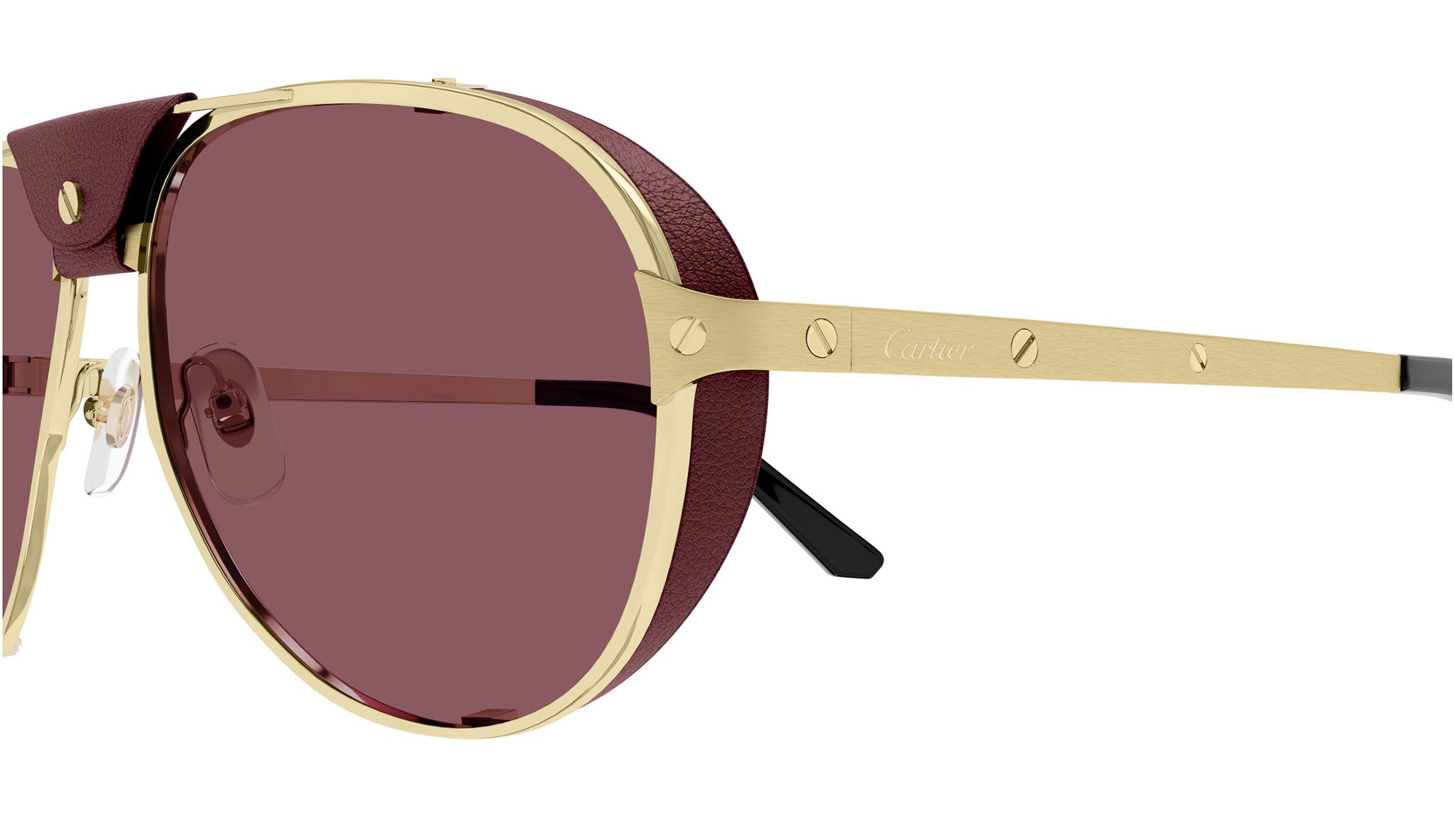 Occhiali da sole CARTIER CT0296S Smooth and brushed golden finish with bordeaux leather nose