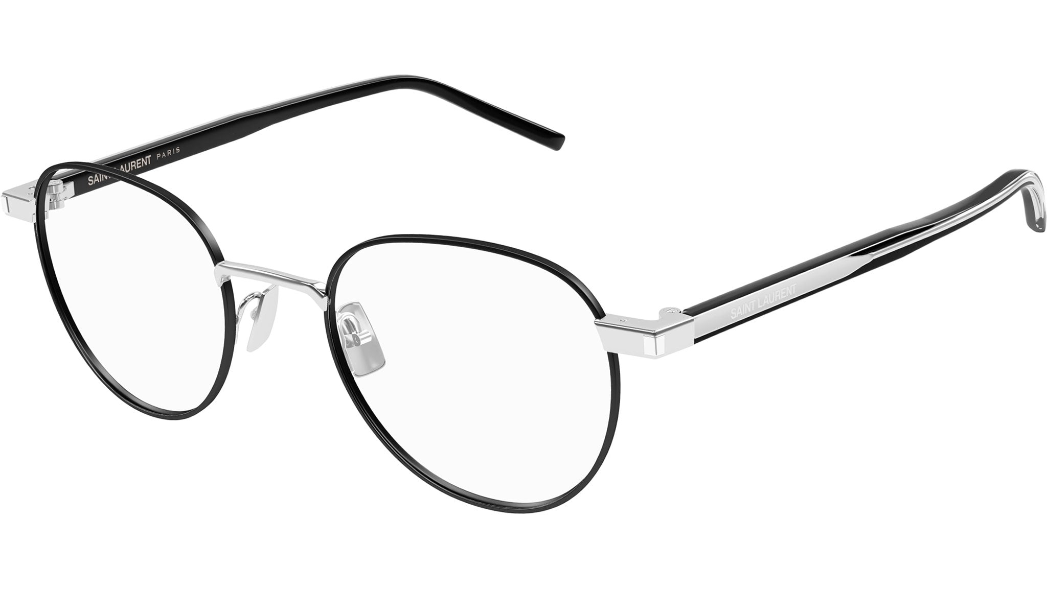 Occhiali da vista SAINT LAURENT SL781 Shiny silver semimatte solid varnished black