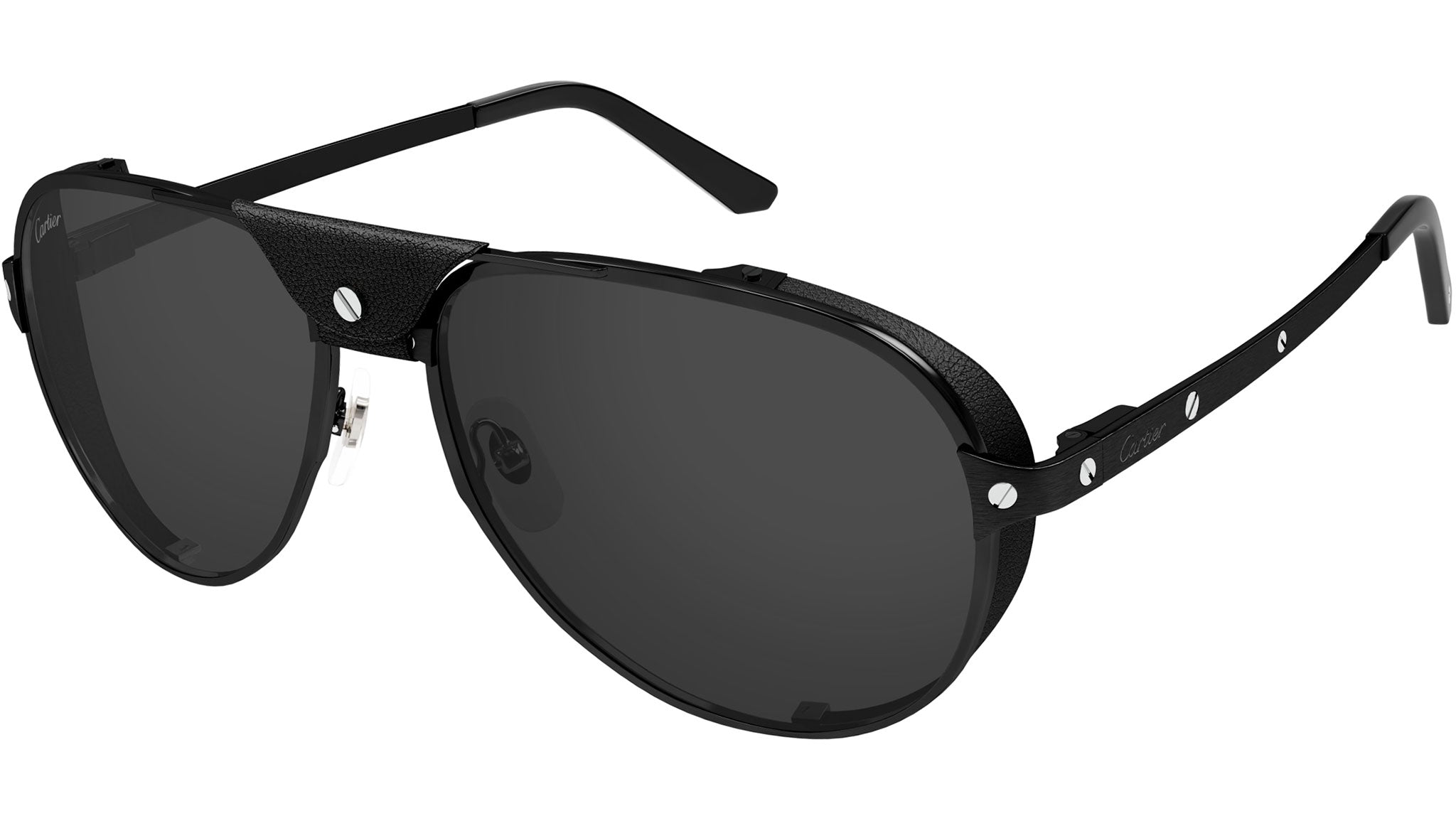 Occhiali da sole CARTIER CT0296S Smooth and brushed black pvd finish with black leather nose