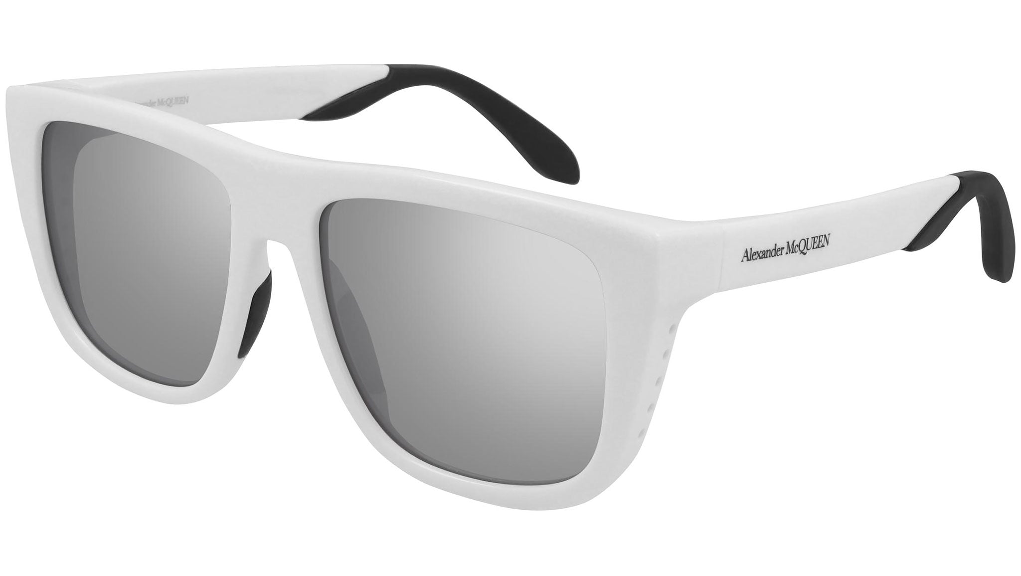 Occhiali da sole ALEXANDER MCQUEEN AM0293S Shiny white front and black rubber nose pads