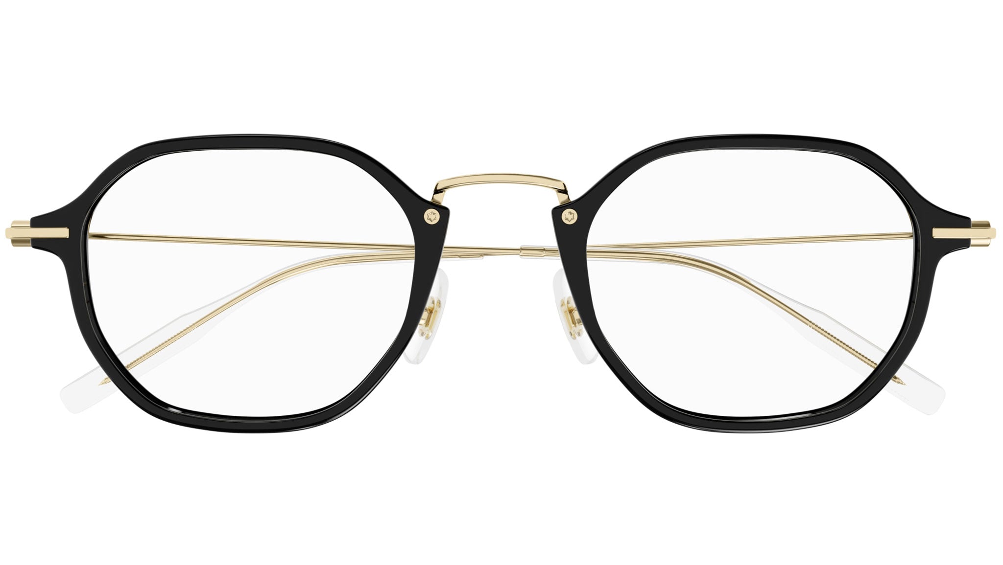 Occhiali da vista MONTBLANC MB0296O Shiny solid black shiny light gold metal