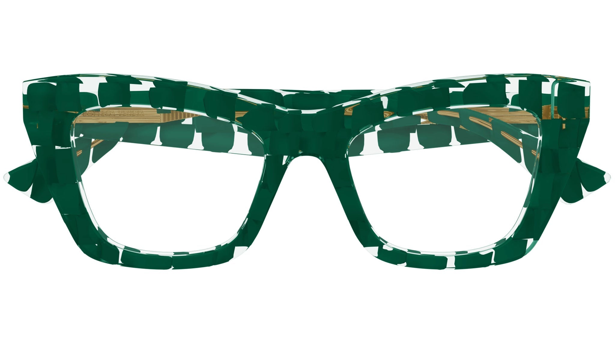 Occhiali da vista BOTTEGA VENETA BV1215O Solid dark green + crystal "intreccio" pattern