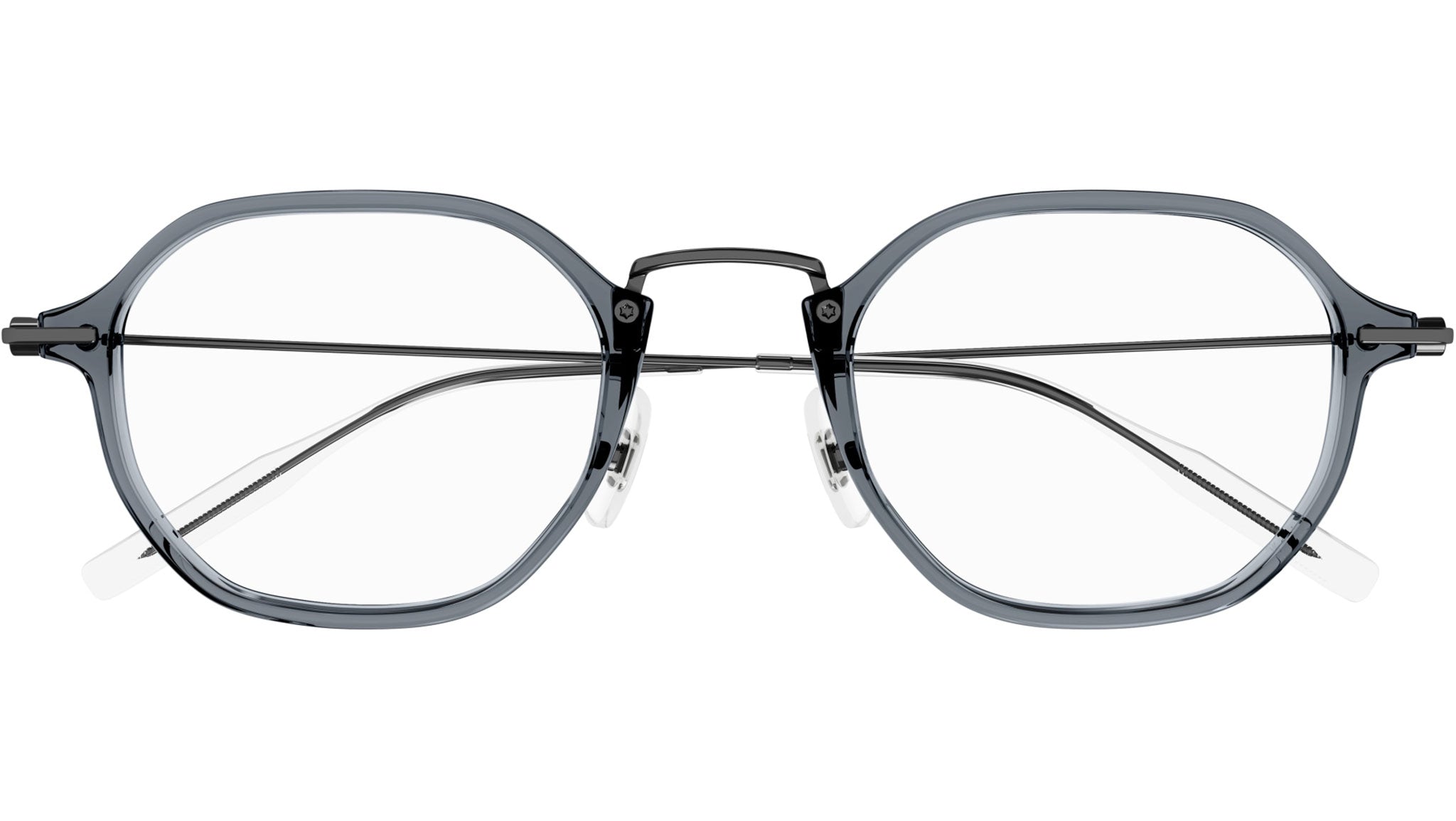 Occhiali da vista MONTBLANC MB0296O Shiny transparent grey shiny dark ruthenium metal