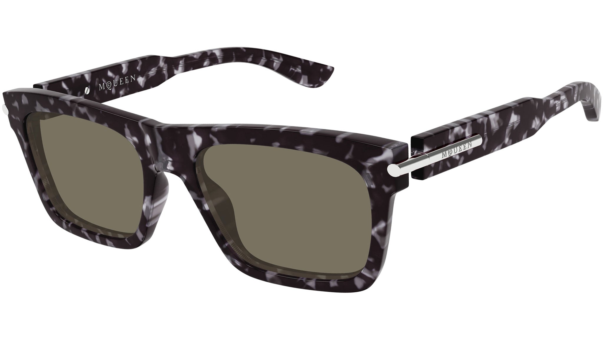 Occhiali da sole ALEXANDER MCQUEEN AM0495S Shiny grey dark havana