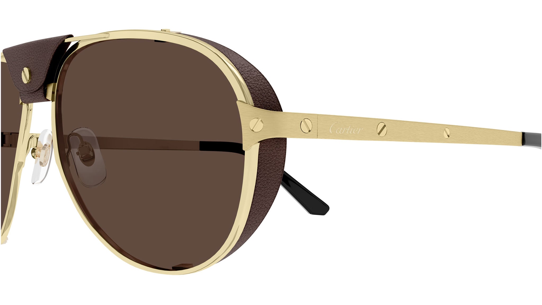 Occhiali da sole CARTIER CT0296S Smooth and brushed golden finish with brown leather nose