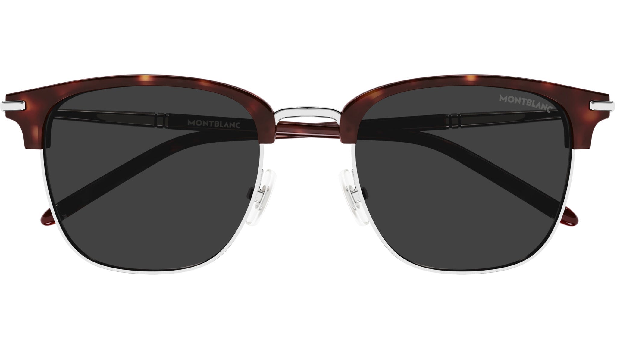 Occhiali da sole MONTBLANC MB0242S Shiny red havana acetate eye-brows and shiny silver metal front