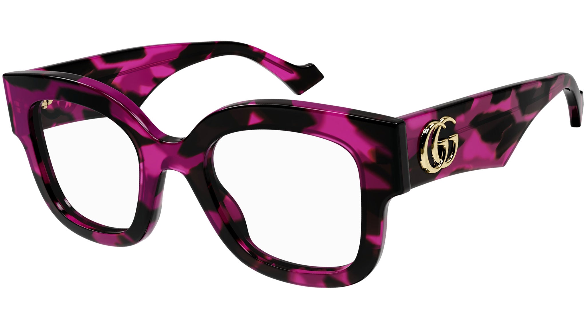 Occhiali da vista GUCCI GG1423O Shiny big spotted black and fuchsia havana
