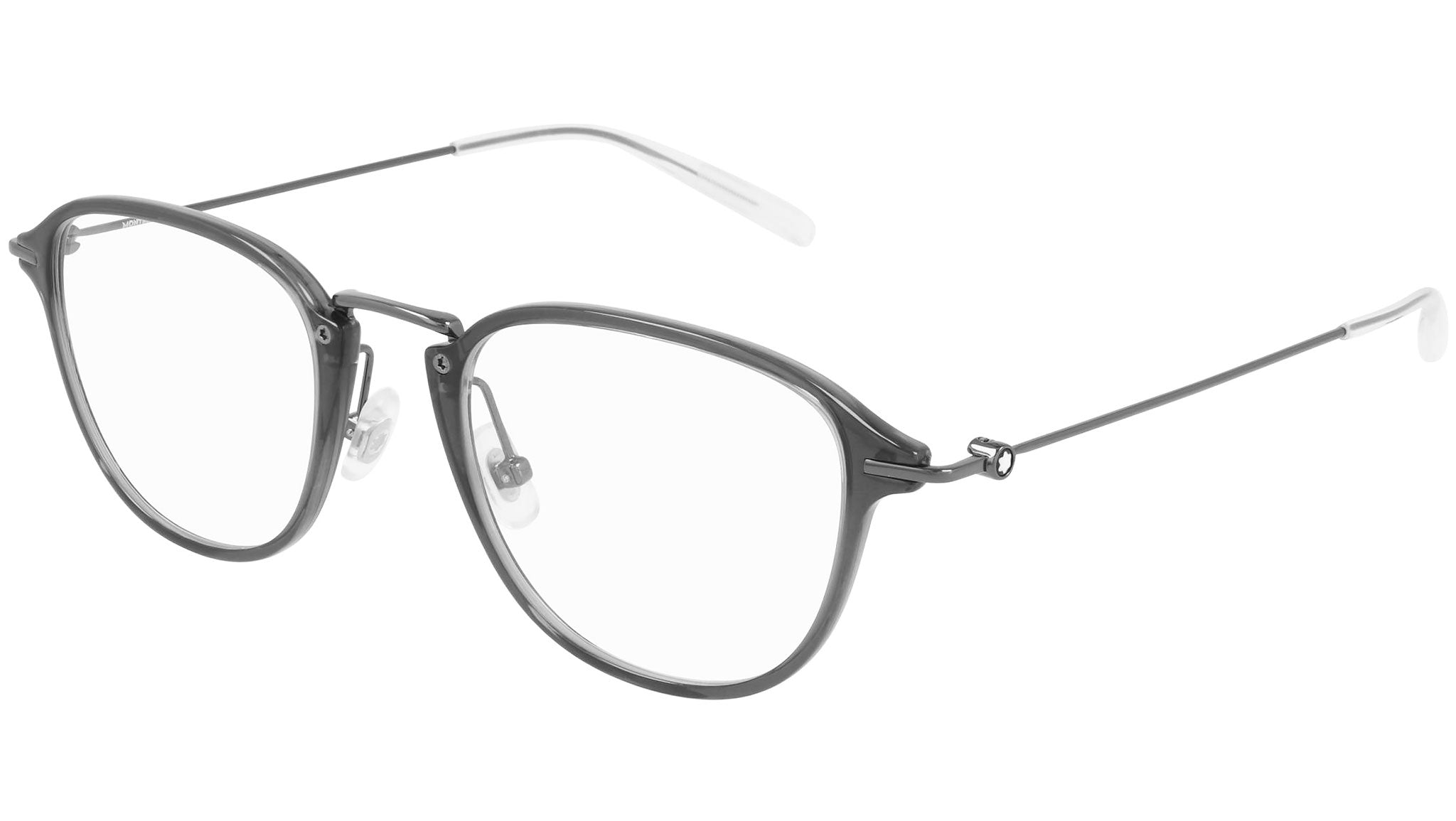 Occhiali da vista MONTBLANC MB0155O Shiny transparent dark grey and shiny dark ruthenium