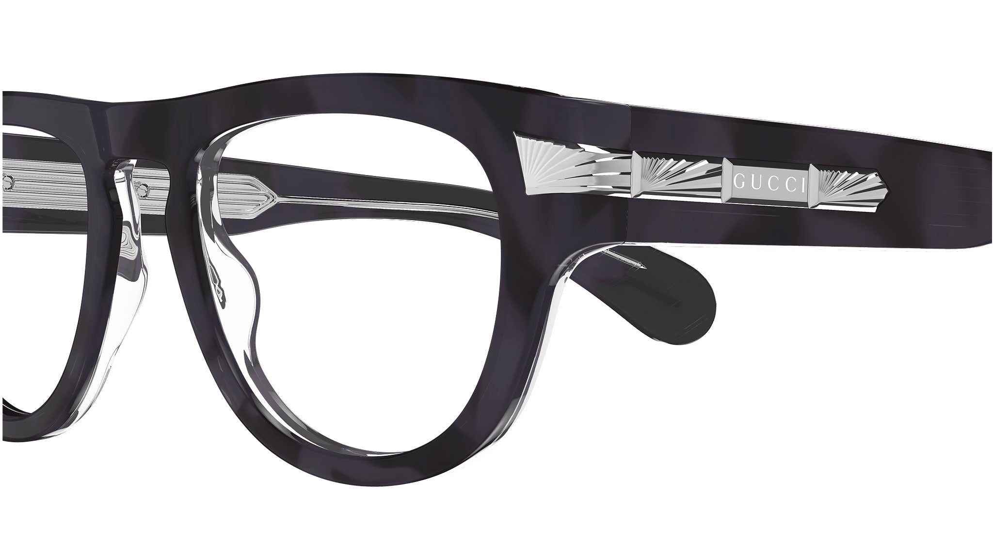 Occhiali da vista GUCCI GG1519O Shiny opal grey and black havana