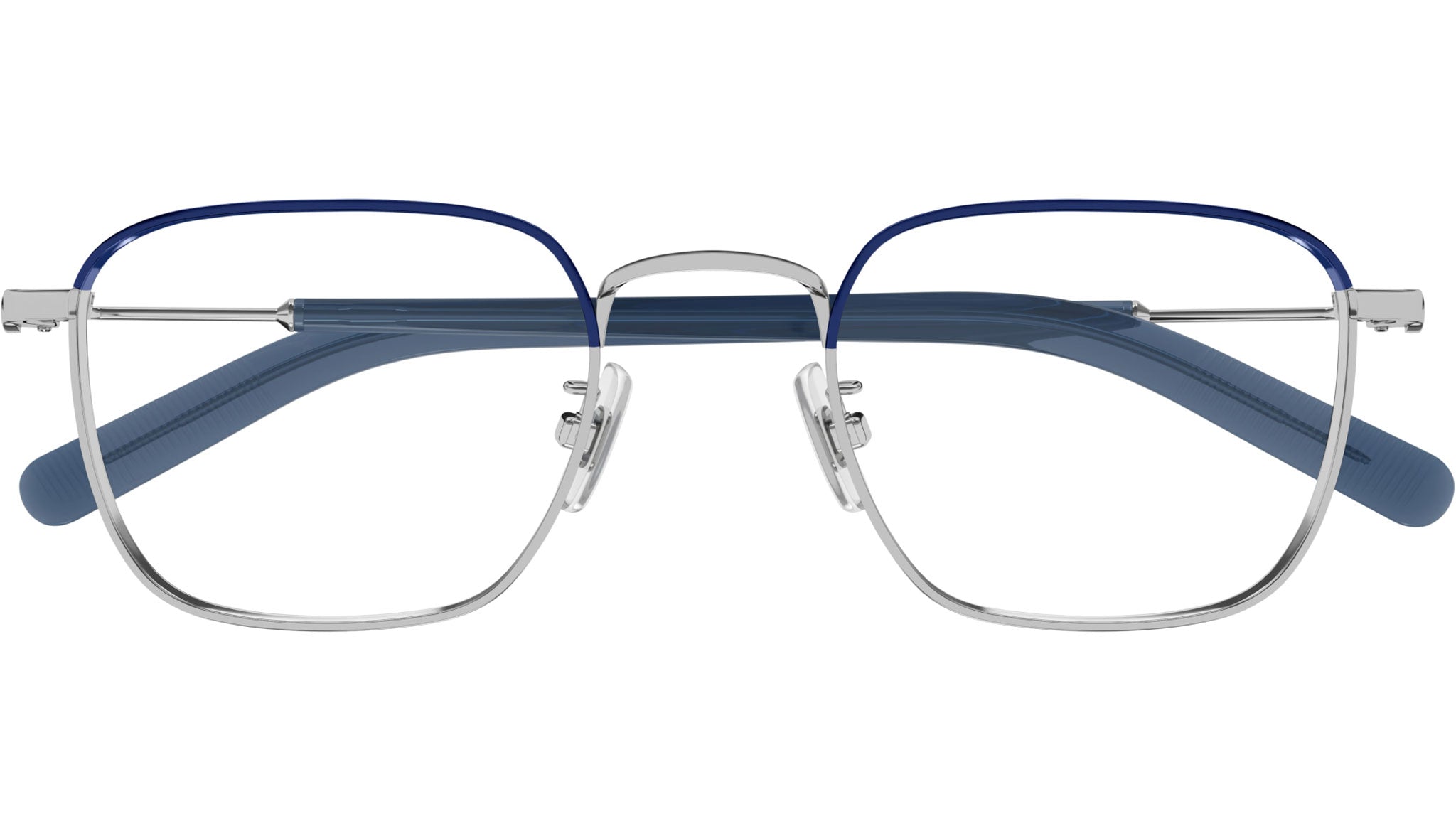Occhiali da vista MONTBLANC MB0389O Shiny silver shiny transparent varnished blue