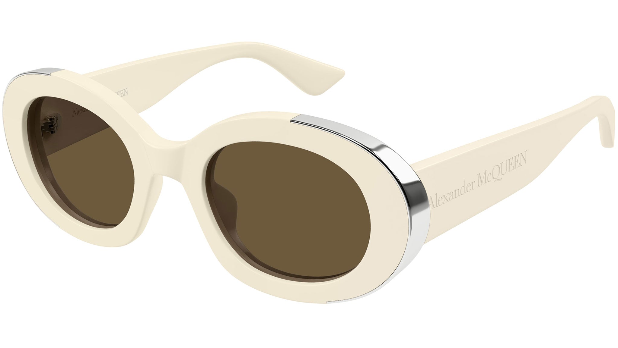 Occhiali da sole ALEXANDER MCQUEEN AM0445S Shiny solid ivory