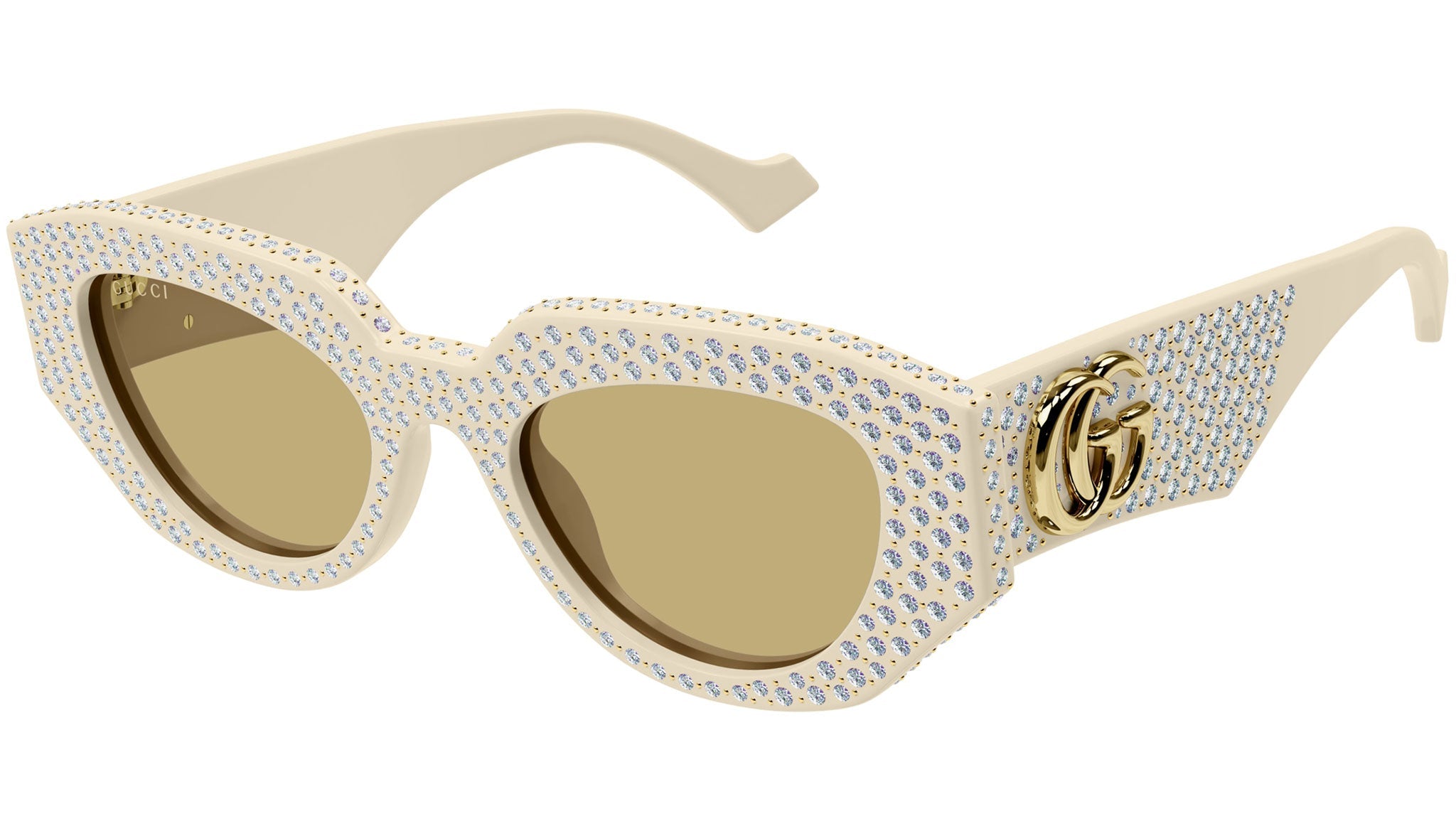 Occhiali da sole GUCCI GG1421S Shiny solid ivory with strass and studs