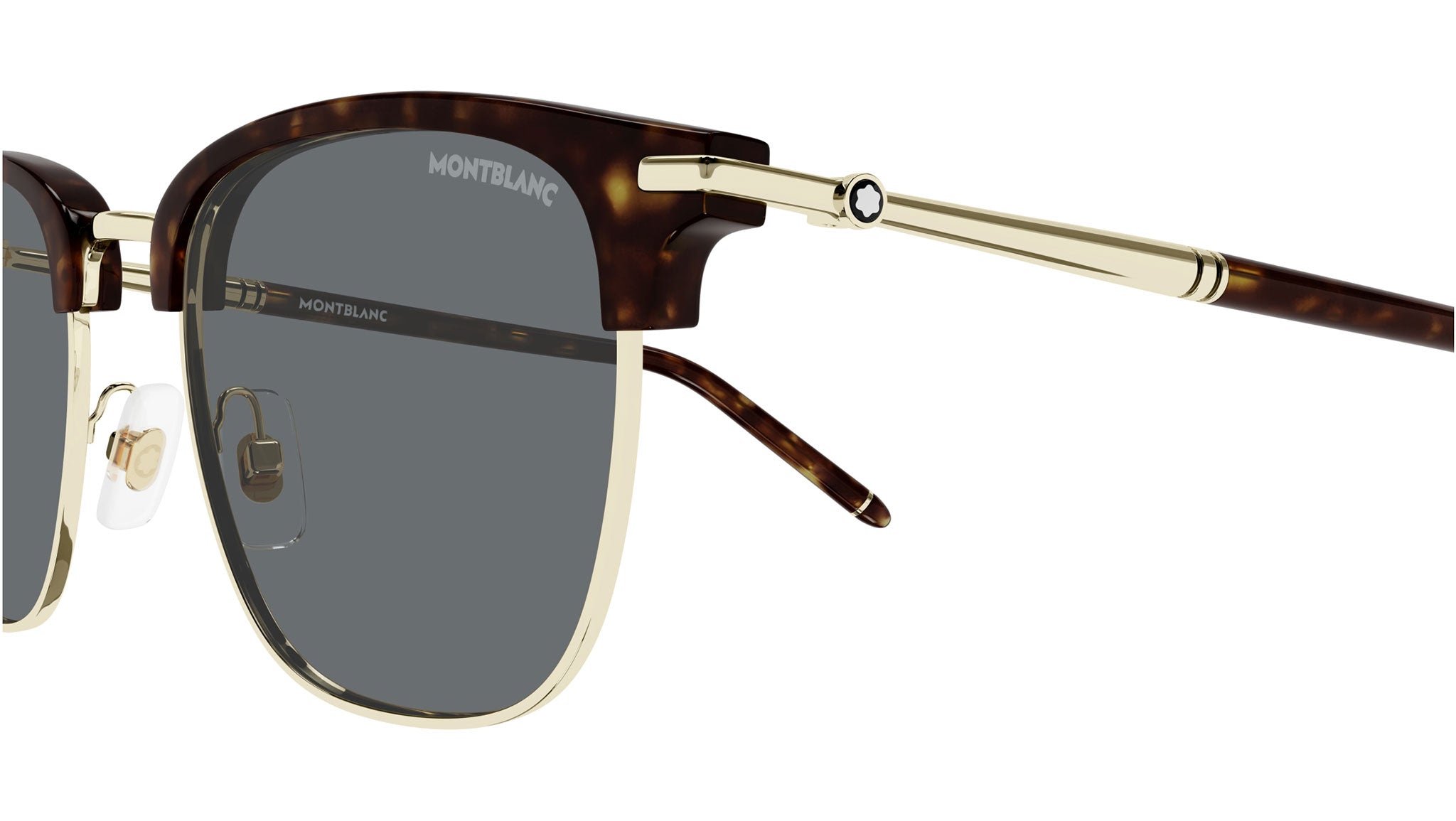Occhiali da sole MONTBLANC MB0242S Shiny dark havana acetate eye-brows and shiny light gold metal front