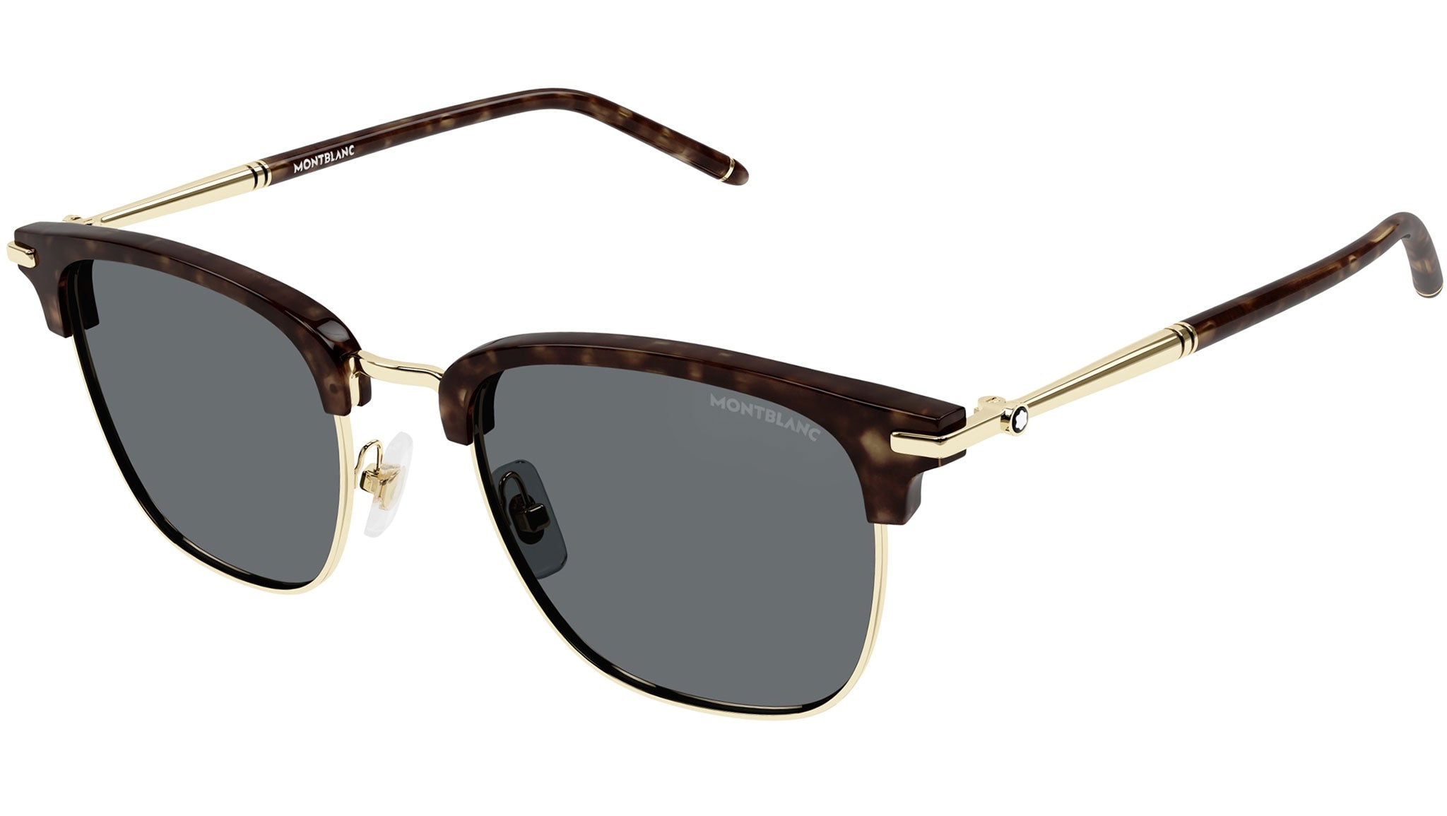 Occhiali da sole MONTBLANC MB0242S Shiny dark havana acetate eye-brows and shiny light gold metal front