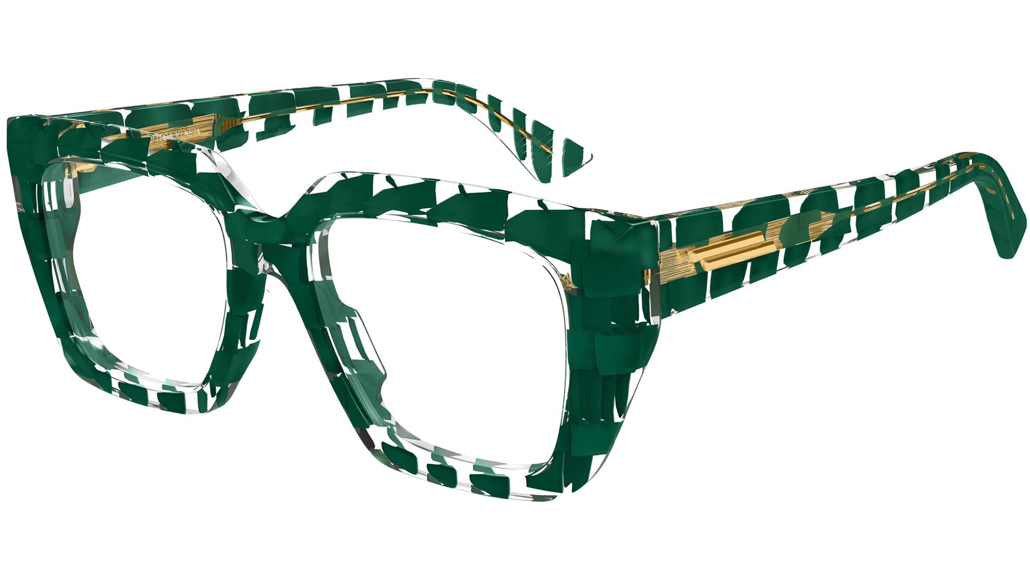 Occhiali da vista BOTTEGA VENETA BV1032O Solid dark green + crystal "intreccio" pattern