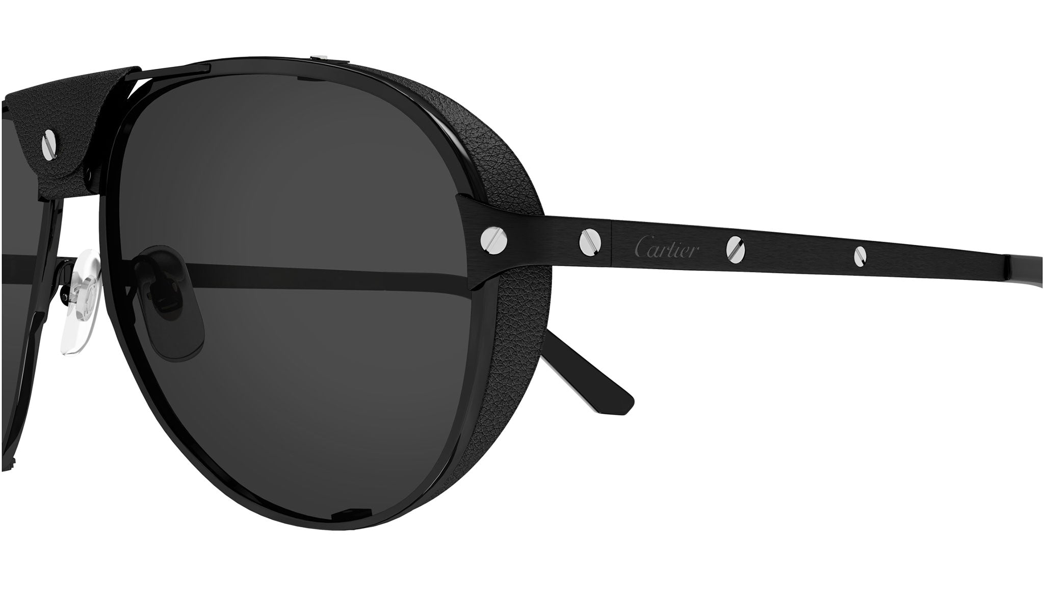 Occhiali da sole CARTIER CT0296S Smooth and brushed black pvd finish with black leather nose