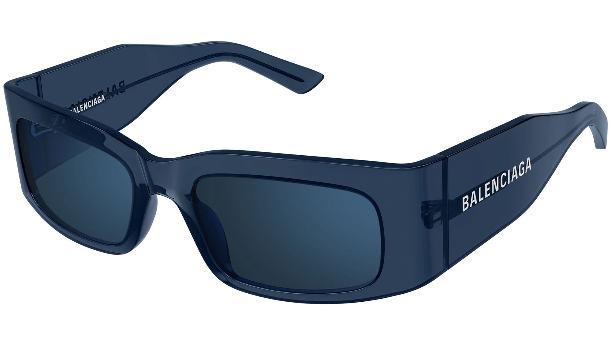 Occhiali da sole BALENCIAGA BB0328S Shiny dark transparent cobalt blue