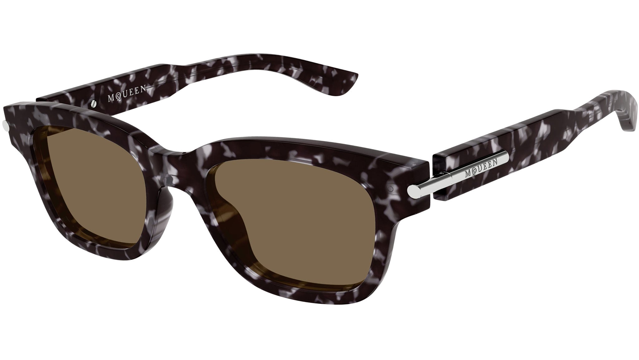 Occhiali da sole ALEXANDER MCQUEEN AM0497S Shiny grey dark havana