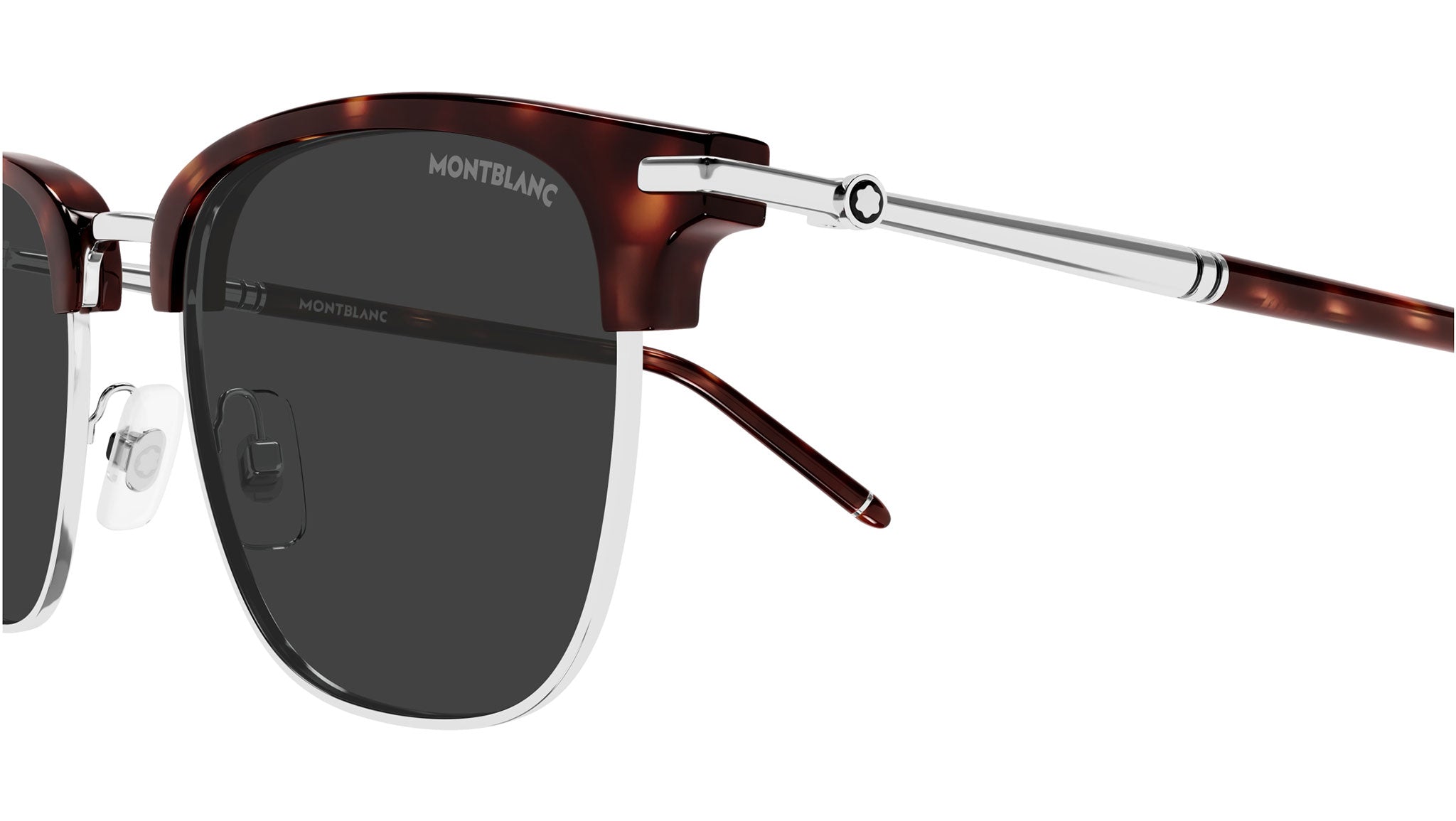 Occhiali da sole MONTBLANC MB0242S Shiny red havana acetate eye-brows and shiny silver metal front