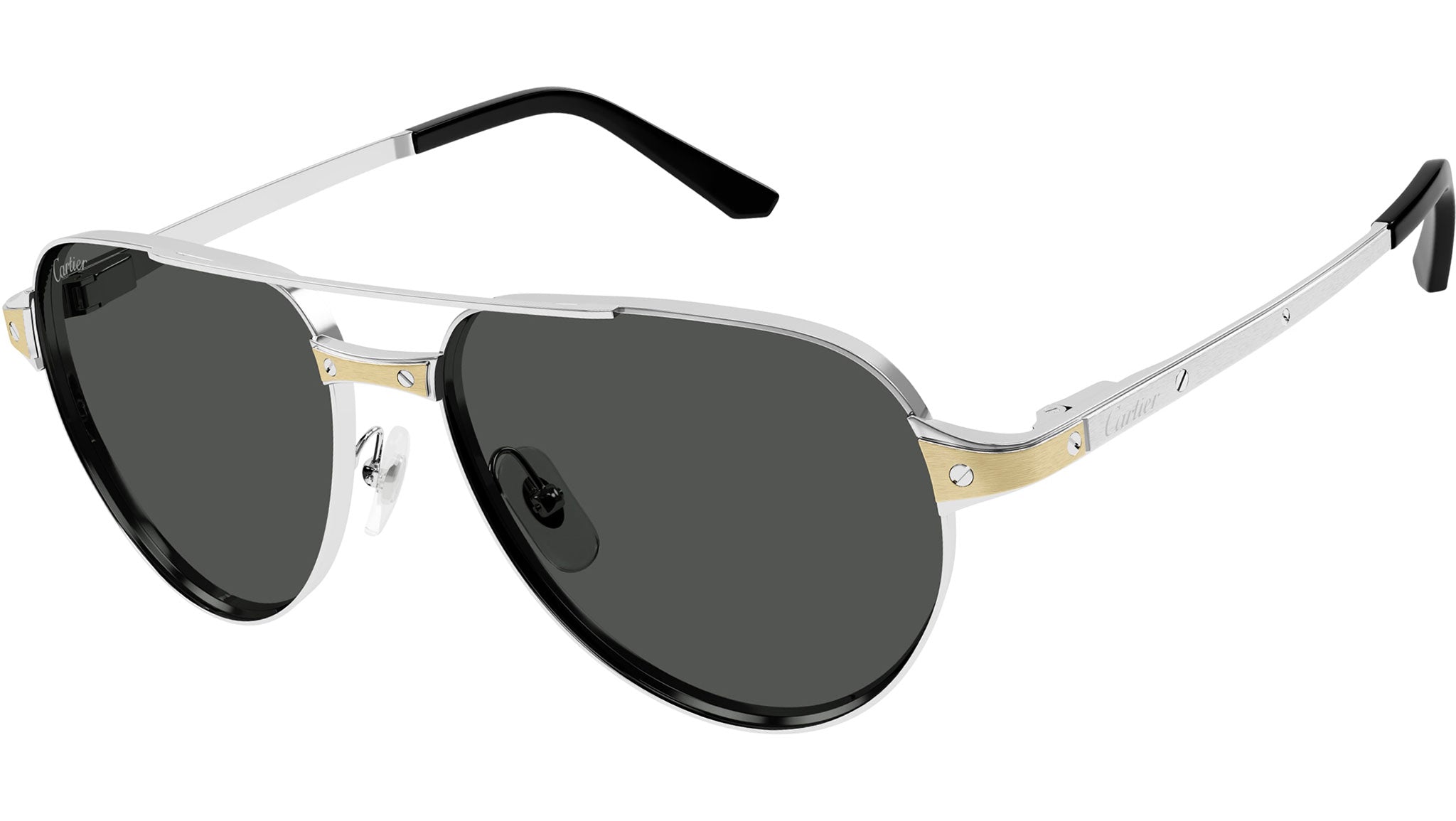 Occhiali da sole CARTIER CT0425S Smooth platinum finish with brushed champagne inserts