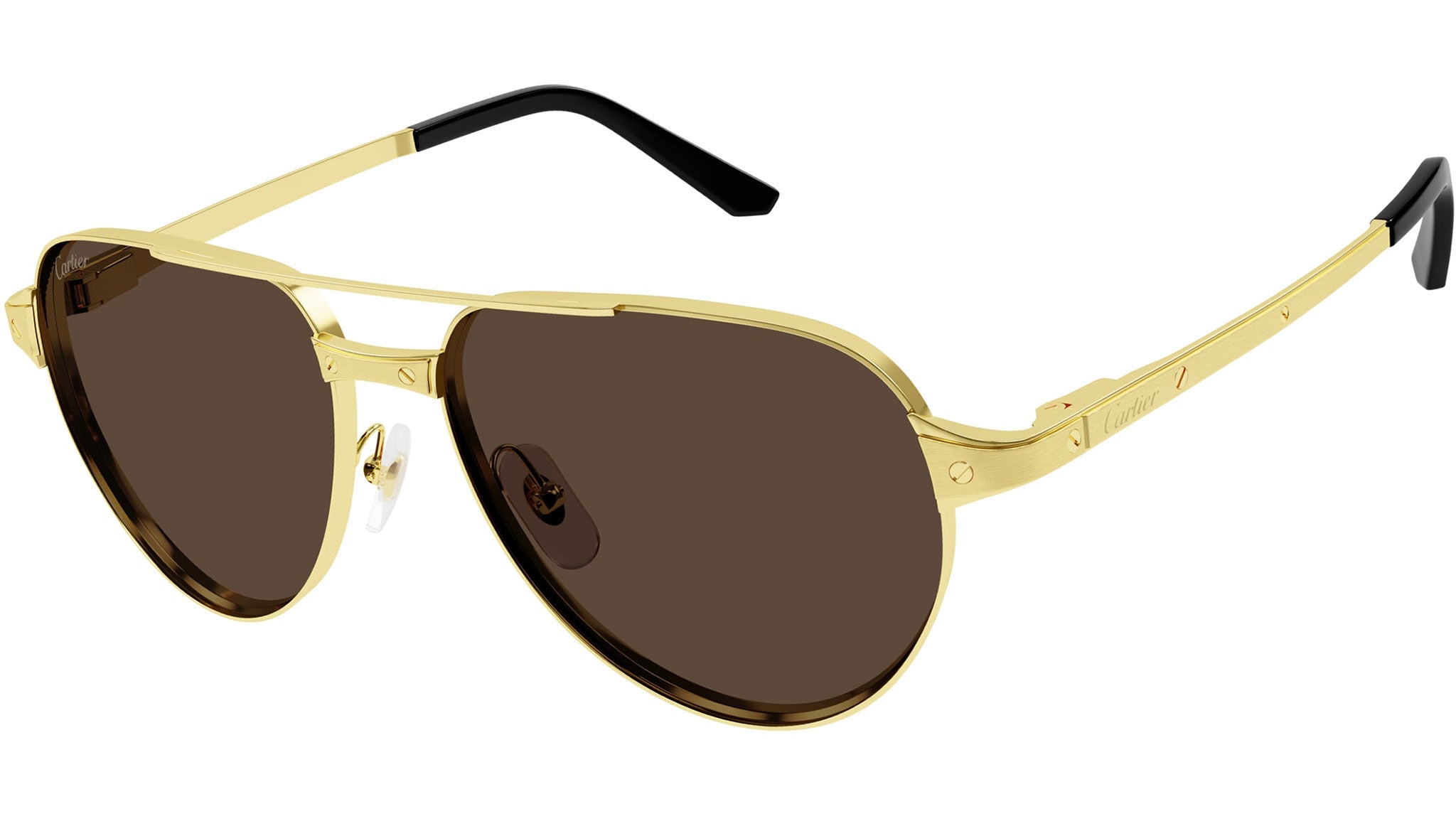 Occhiali da sole CARTIER CT0425S Smooth pale finish with brushed pale inserts