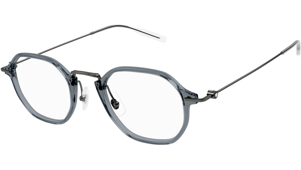 Occhiali da vista MONTBLANC MB0296O Shiny transparent grey shiny dark ruthenium metal