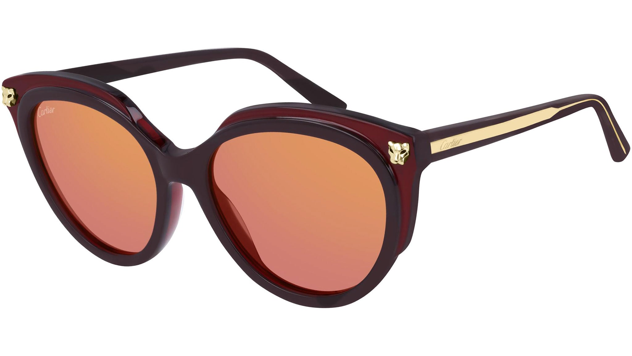 Occhiali da sole CARTIER CT0197S Shiny bilayer solid dark burgundy transparent burgundy