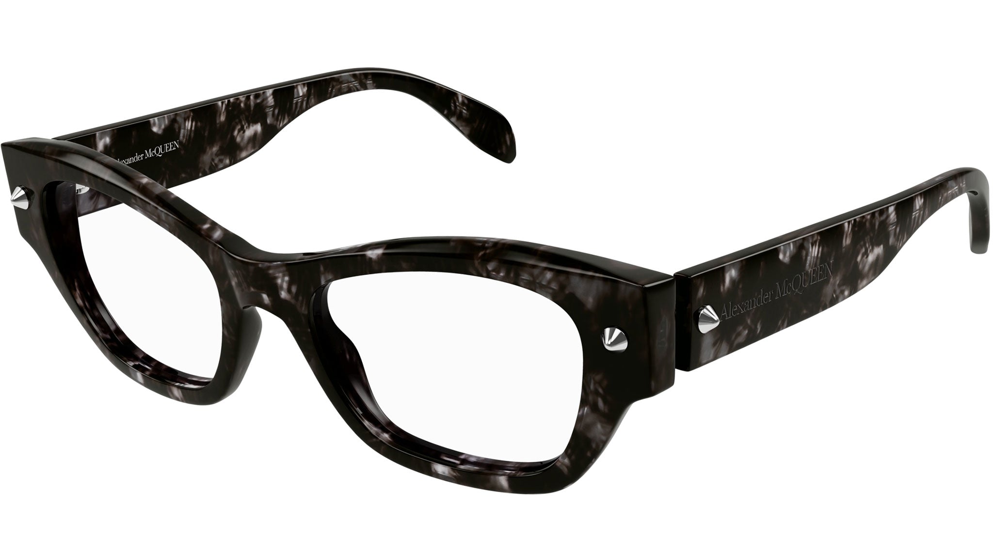 Occhiali da vista ALEXANDER MCQUEEN AM0429O Shiny grey havana with silver studs