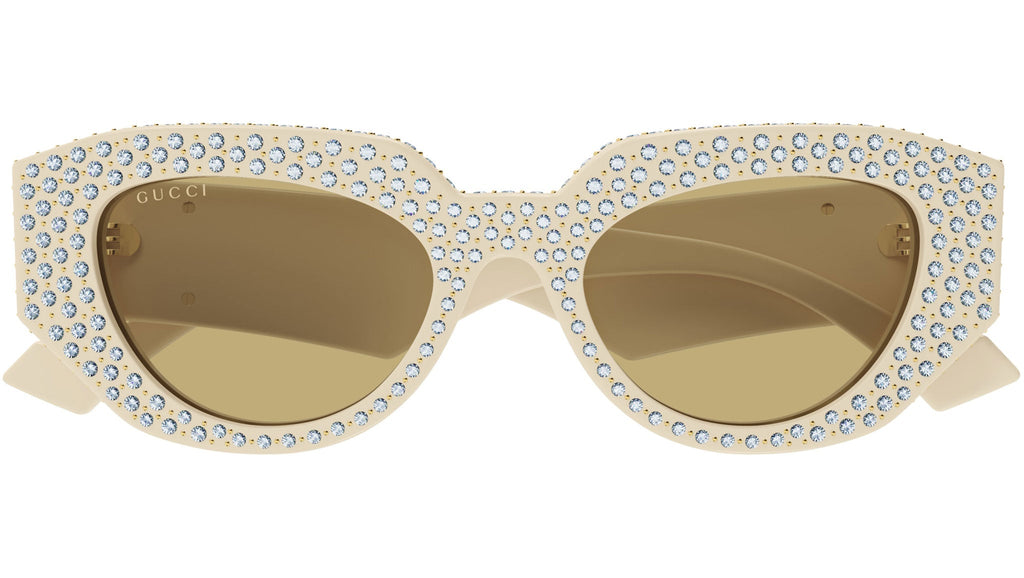 Occhiali da sole GUCCI GG1421S Shiny solid ivory with strass and studs
