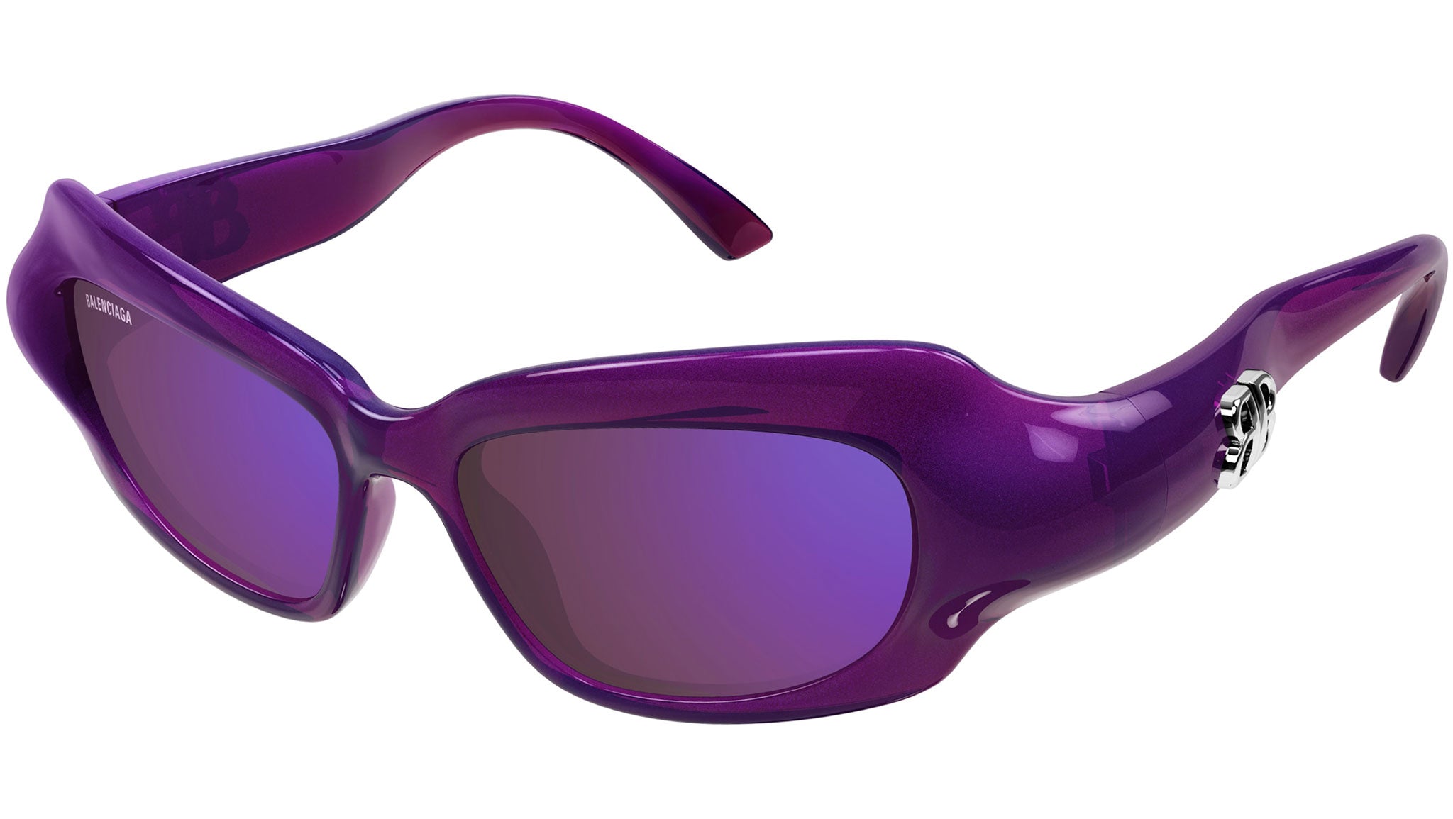 Occhiali da sole BALENCIAGA BB0354S Shiny transparent bright purple with iridescent pink